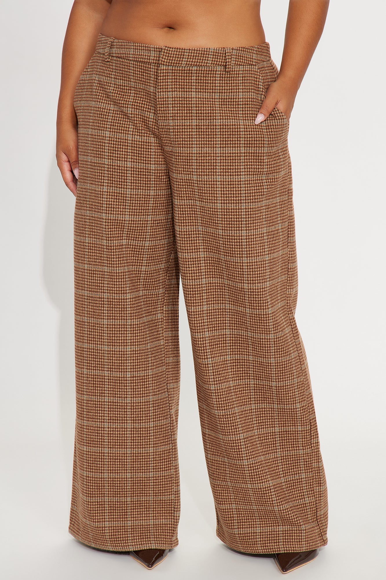 Coffee And Conversation Wide Leg Trouser Pant 32″ - Brown