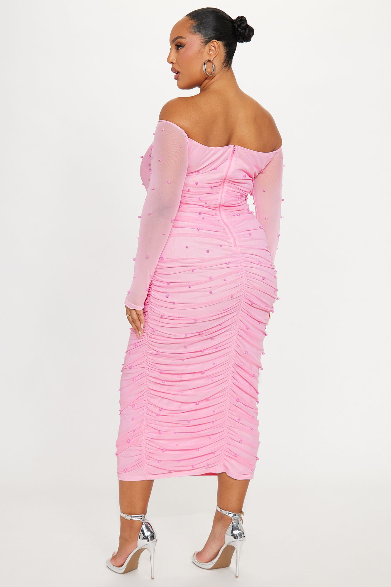 Adah Mesh Midi Dress - Pink