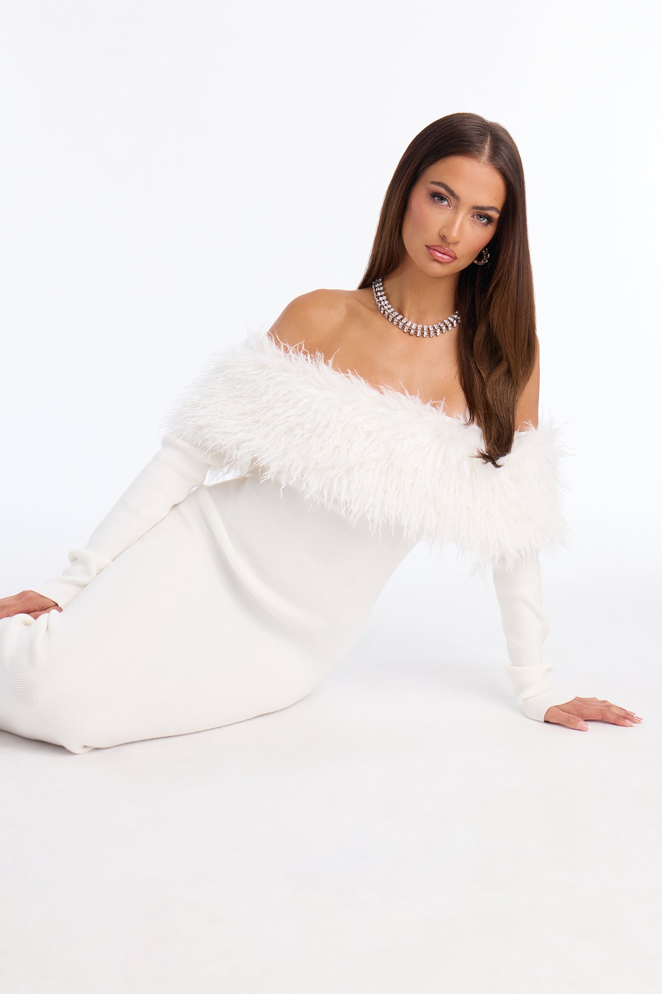By The Fireside Sweater Maxi Dress - White