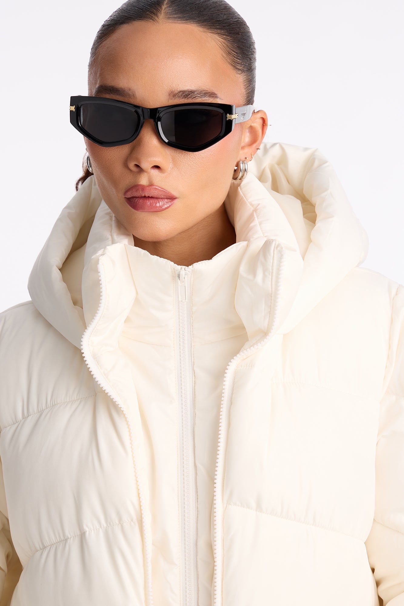 Pippa Cropped Layered Puffer Jacket - Ivory