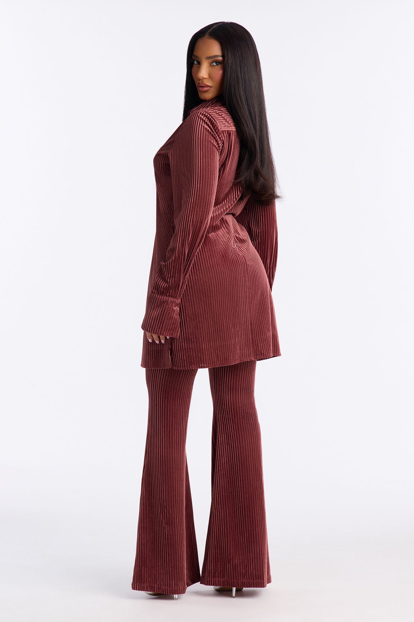 Too Early To Tell Velvet Pant Set - Rose