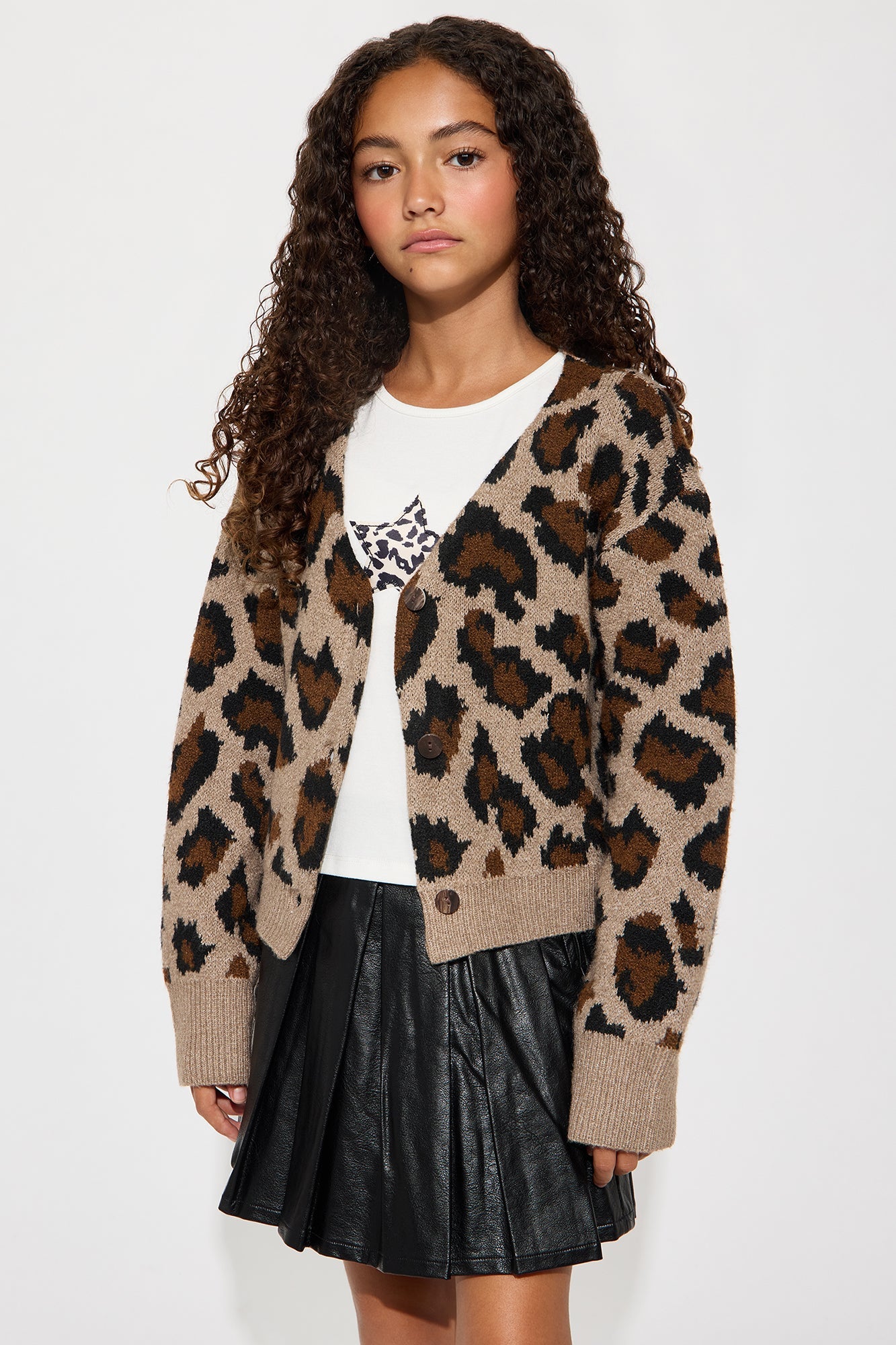 Mini Set For Stardom Cardigan and Top Set - Brown/combo
