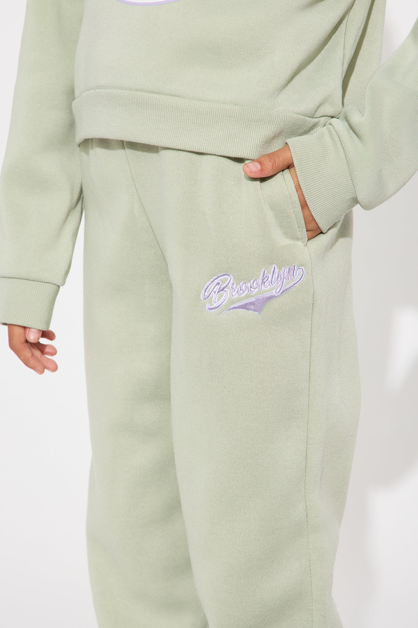 Mini Brooklyn Varsity Champions Sweatshirt And Jogger Pant Set - Sage