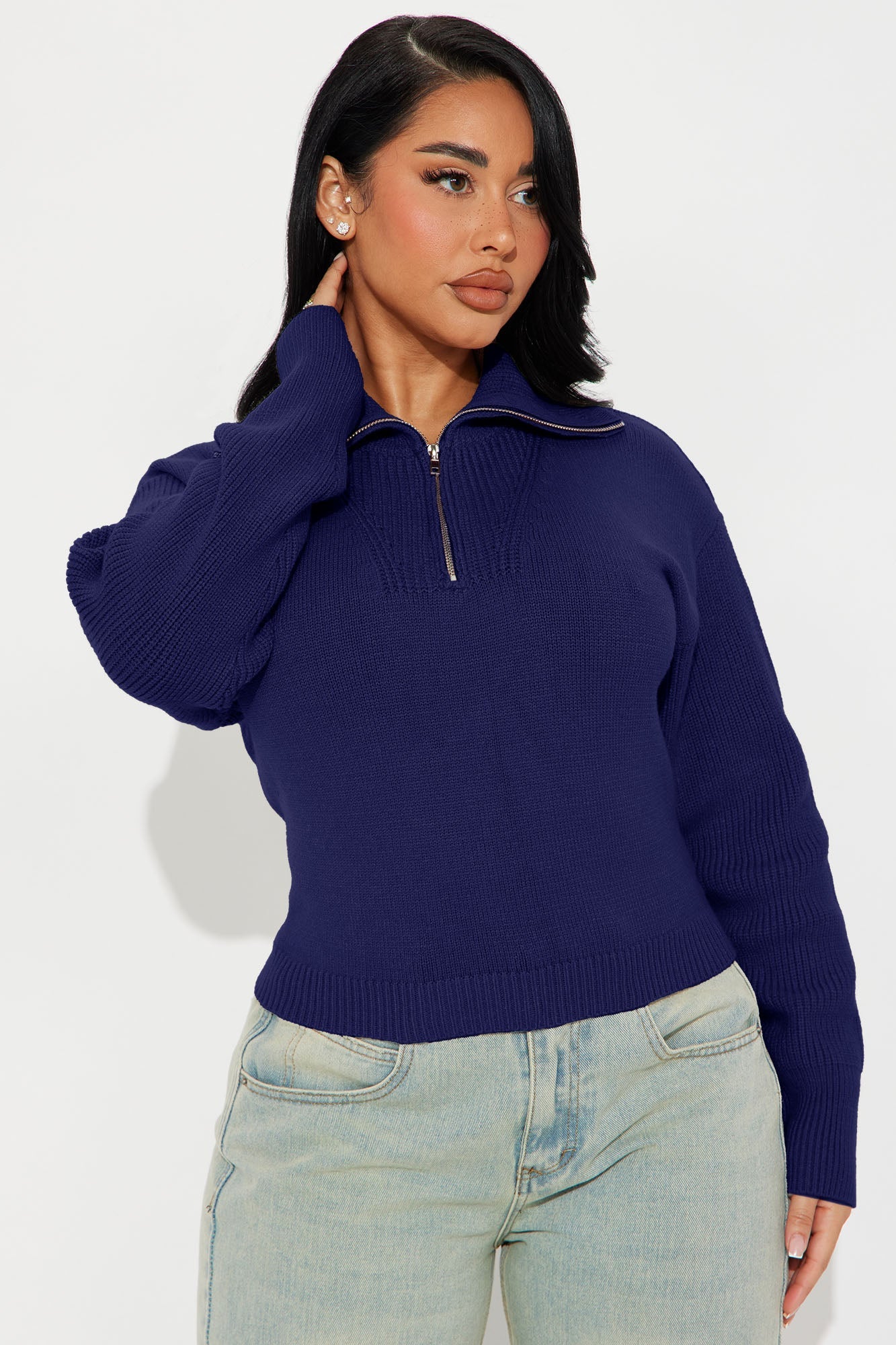 Classic Mood Quarter Zip Sweater - Navy