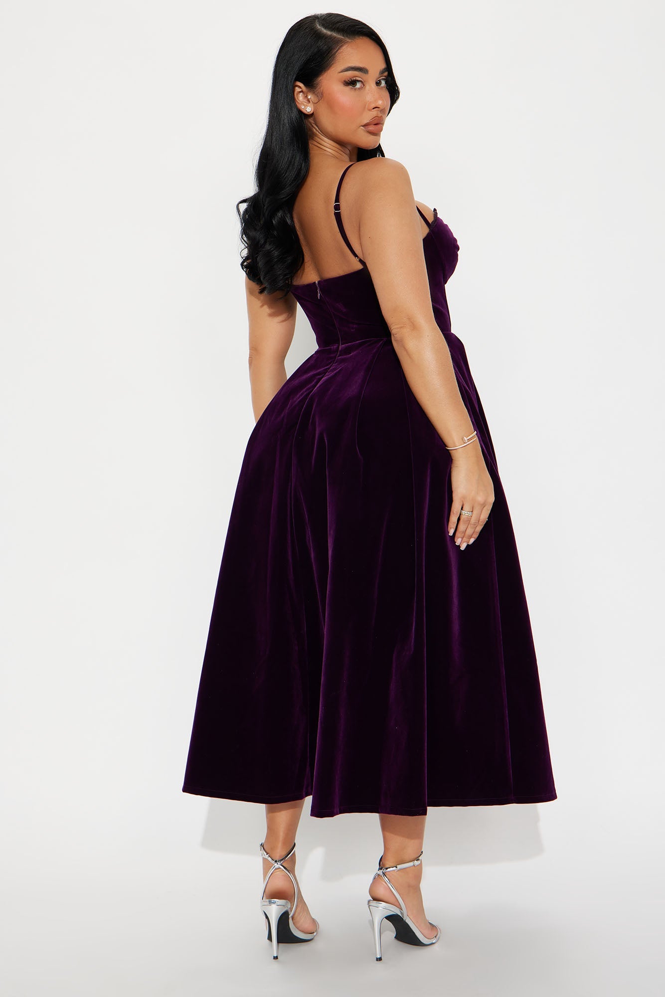 Julia Velvet Midi Dress - Plum