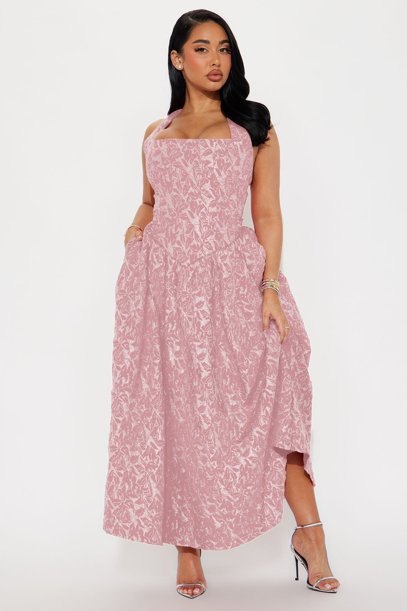 Meredith Jacquard Maxi Dress - Pink