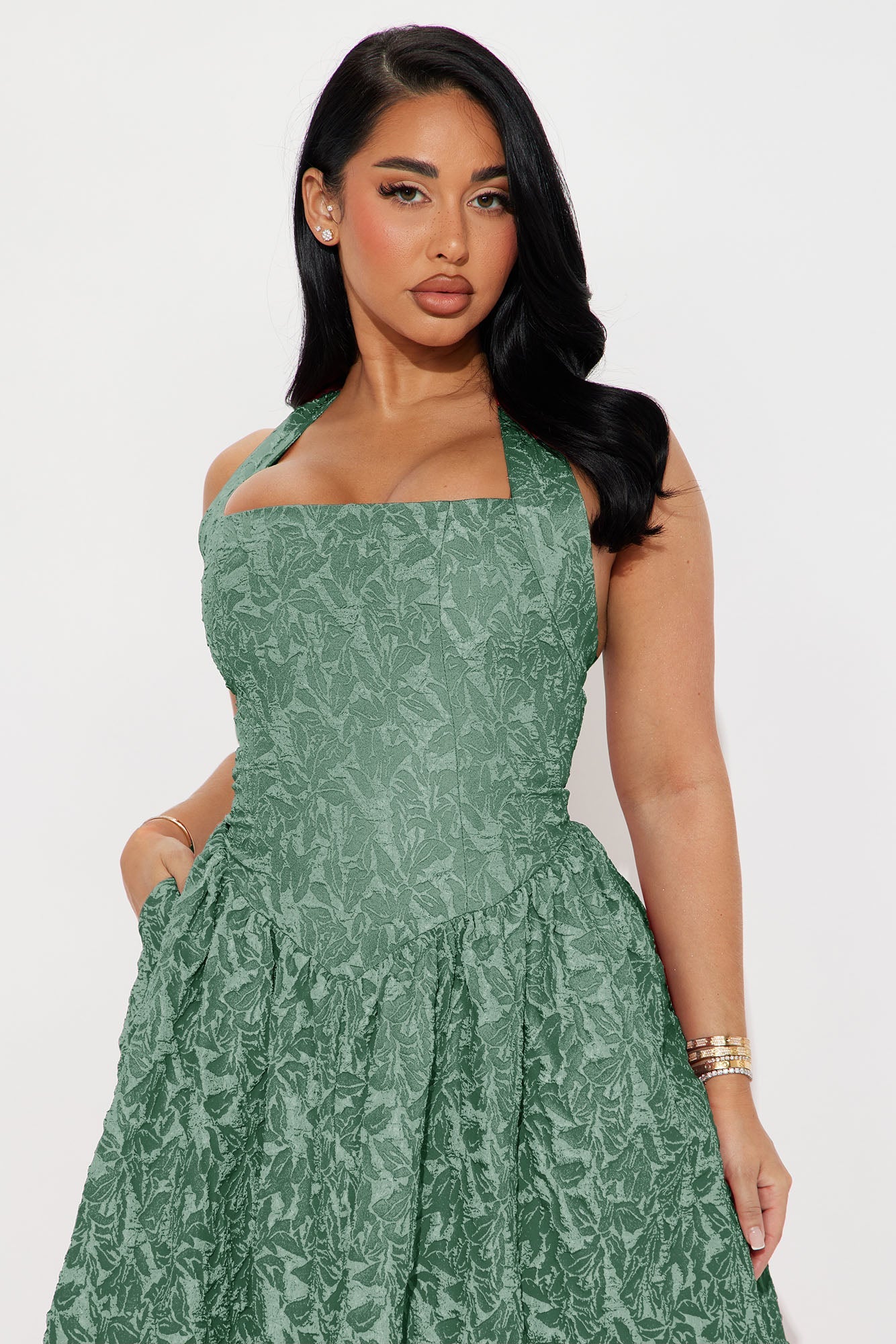 Meredith Jacquard Maxi Dress - Teal