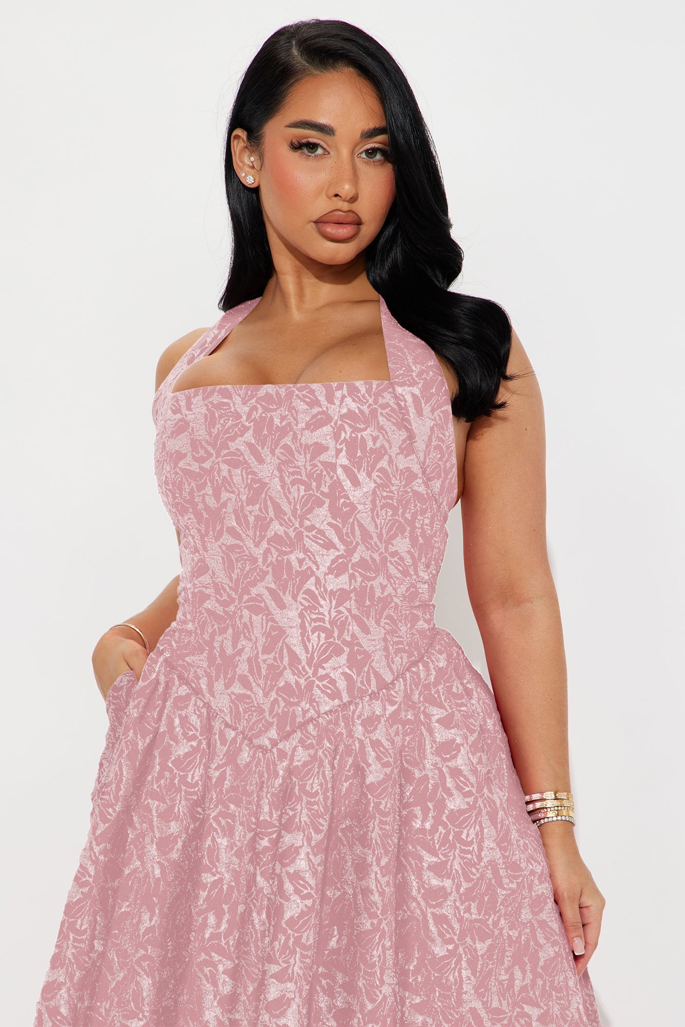 Meredith Jacquard Maxi Dress - Pink