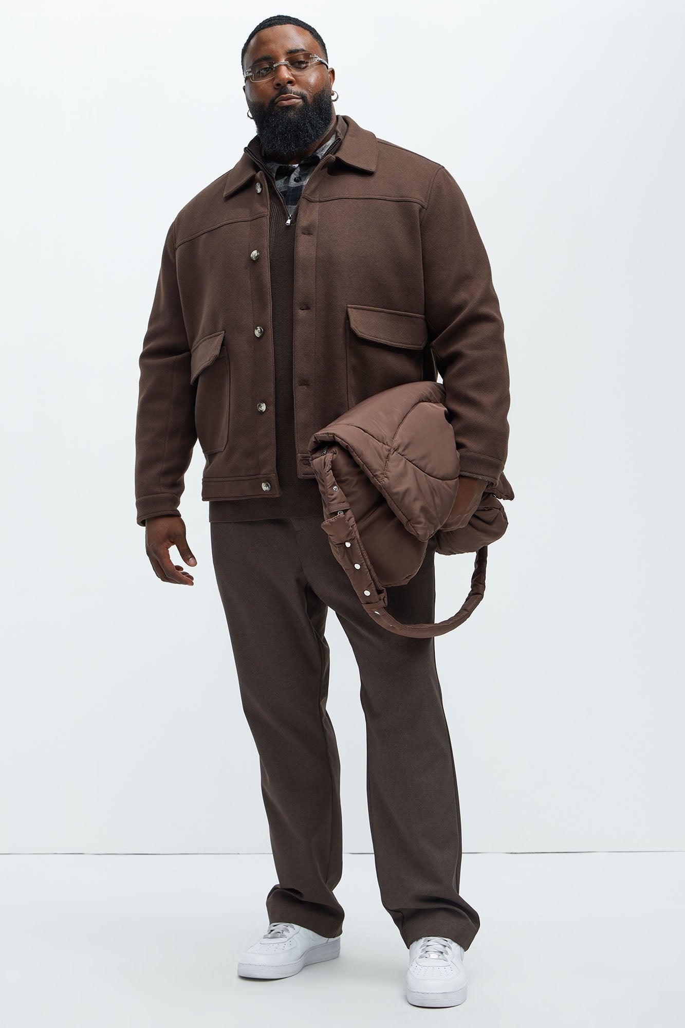 Dalton Faux Wool Jacket - Brown