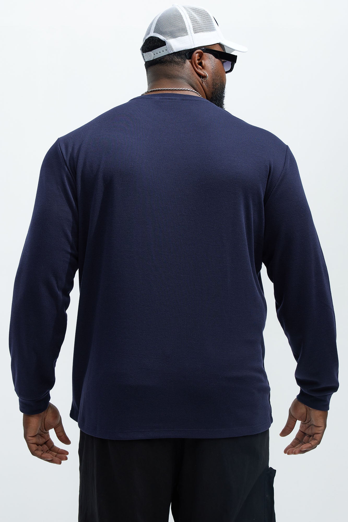 Von Dutch Yellow Font Long Sleeve Tee - Navy
