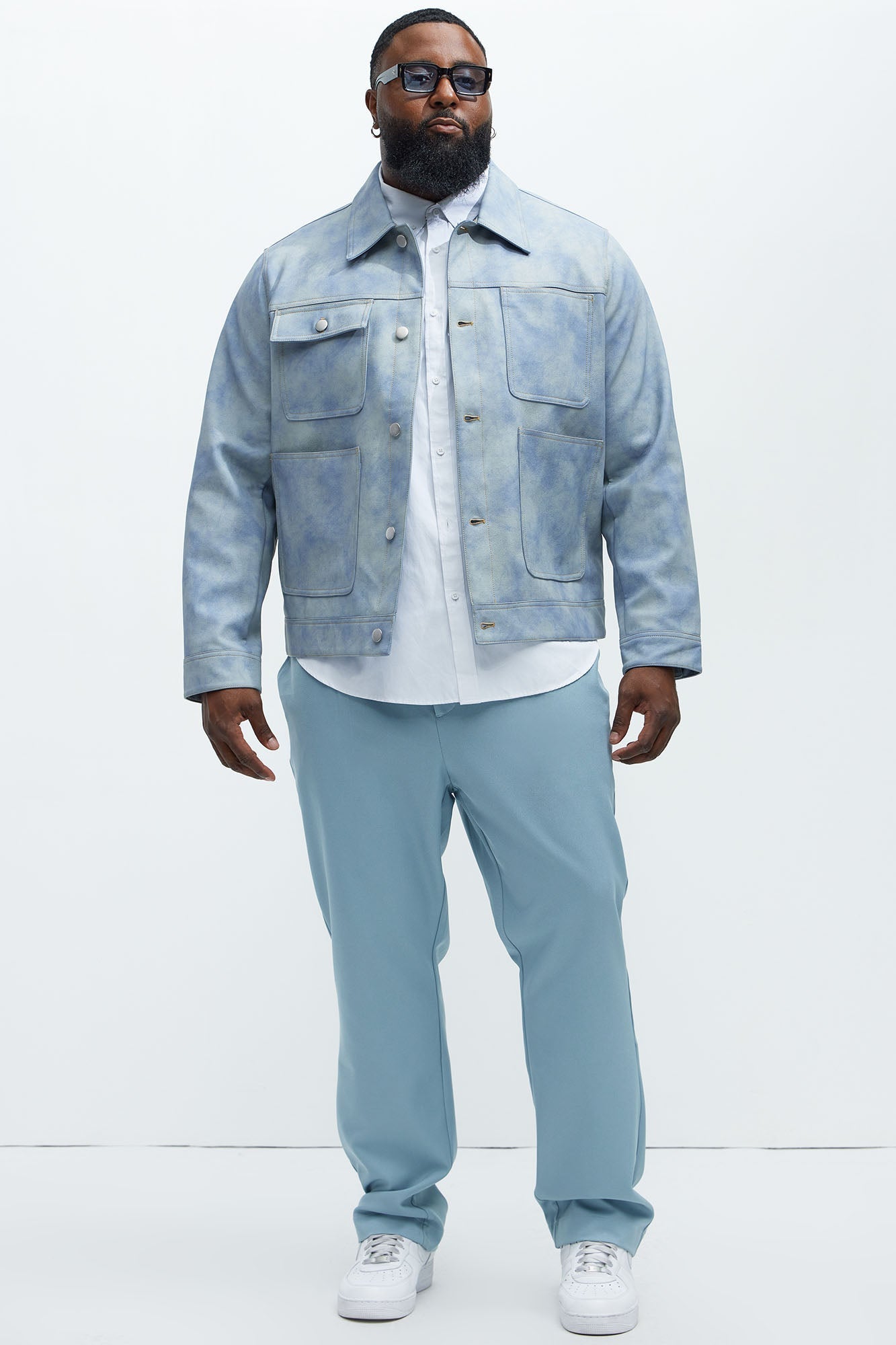Ellis Faux Leather Jacket - Blue