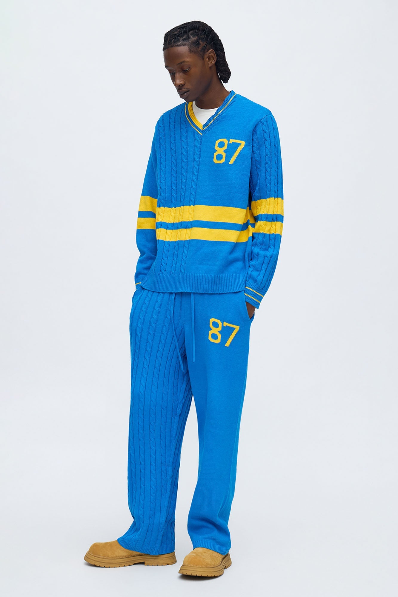 Preppy Life Sweater Knit Pant - Blue/combo