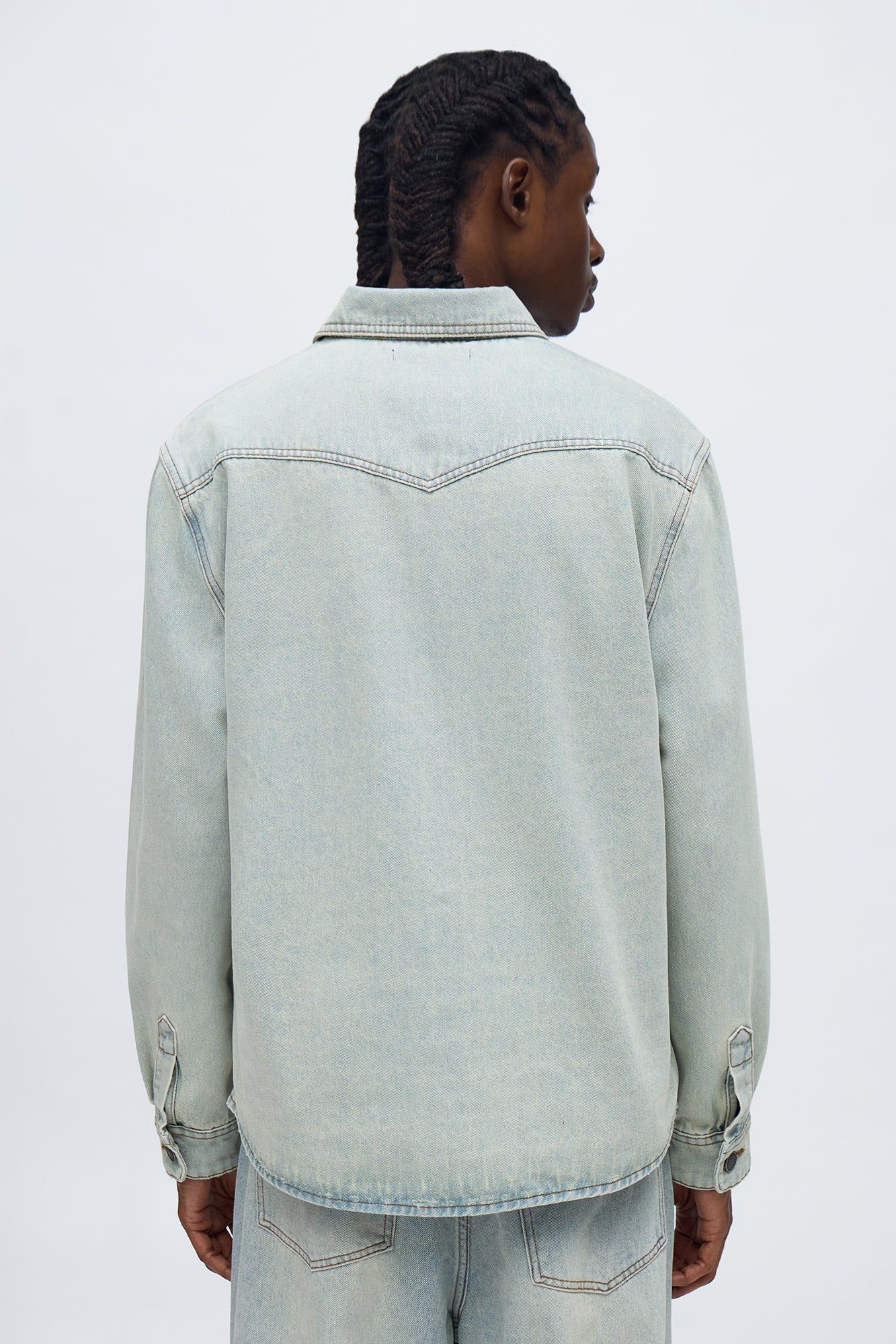 Relaxed Cowboy Hit Denim Button Up Shirt - Vintage Blue Wash