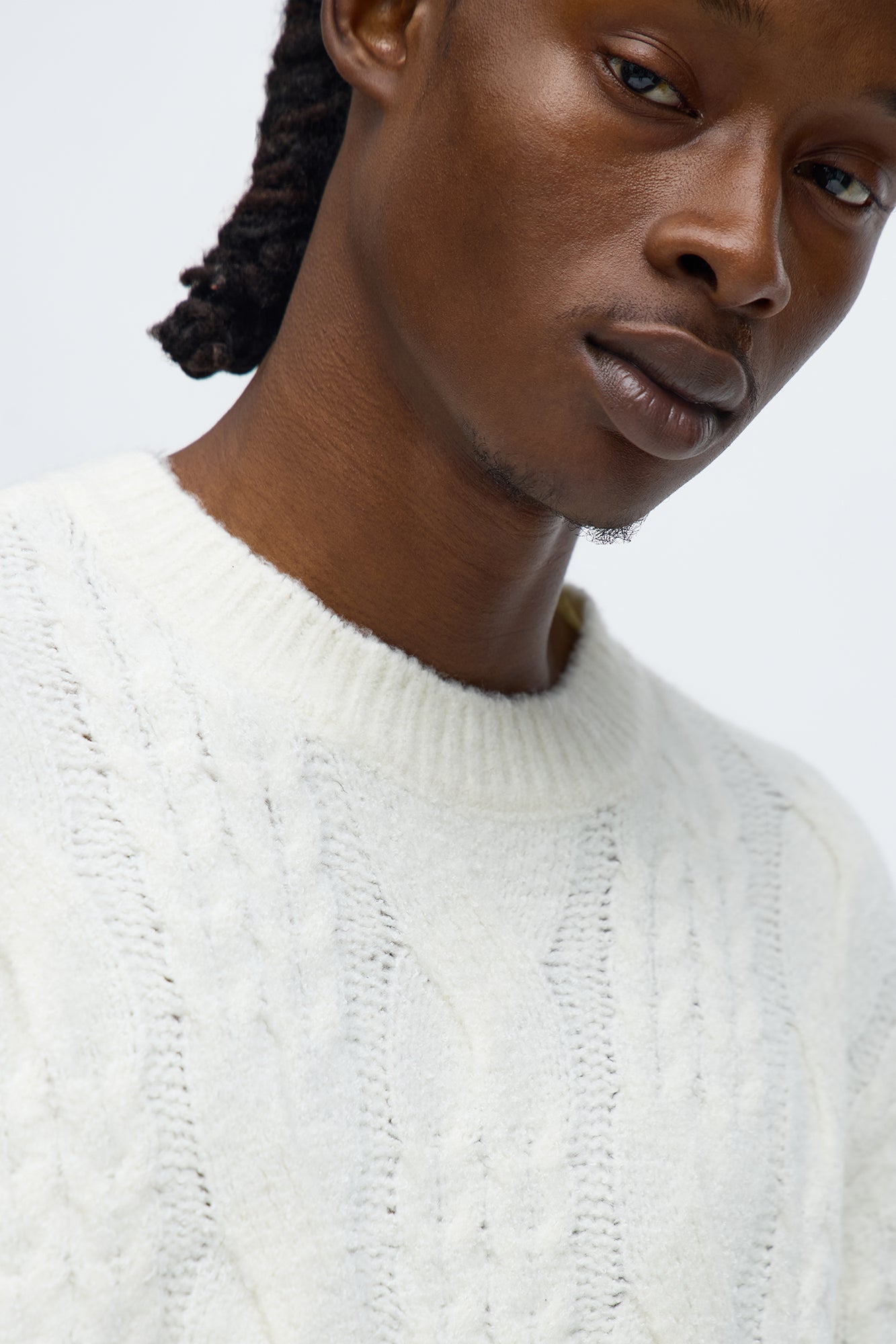 Day To Day Cable Knit Crewneck Sweater - Off White