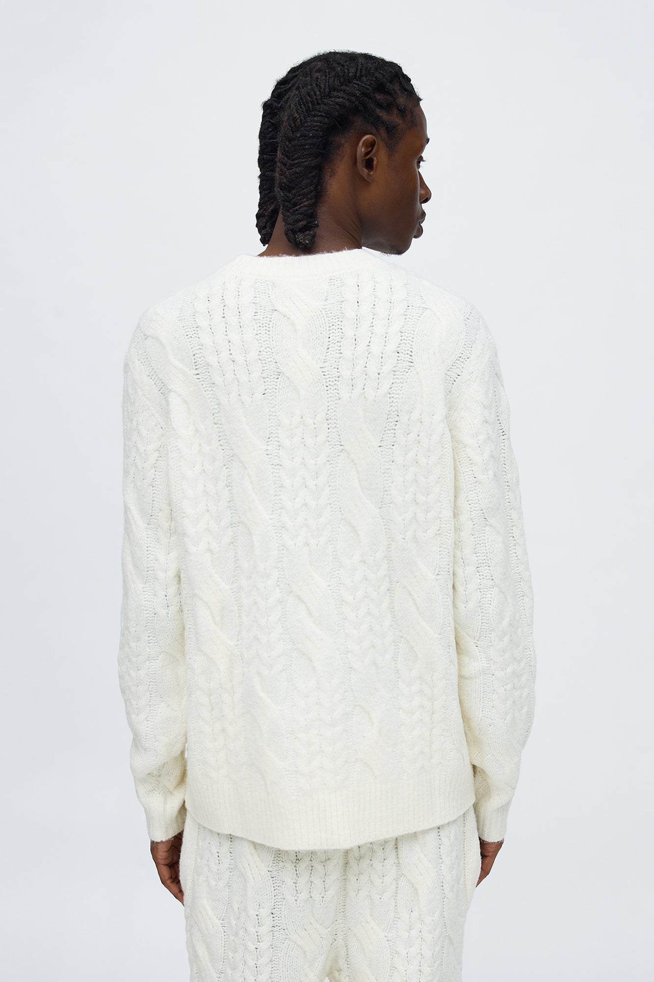Day To Day Cable Knit Crewneck Sweater - Off White
