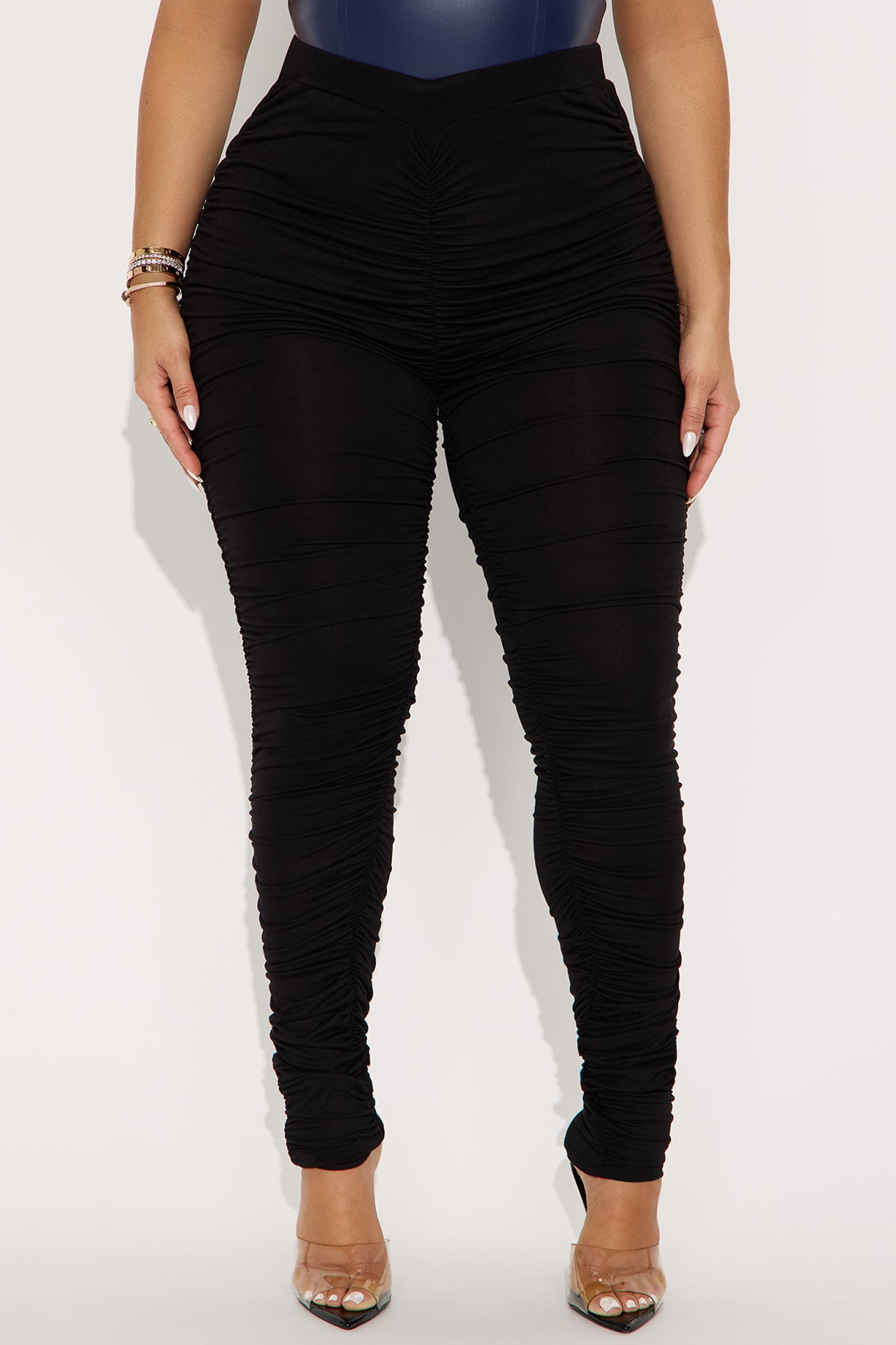 Perfectly Pinched Ruched High Rise Legging - Black