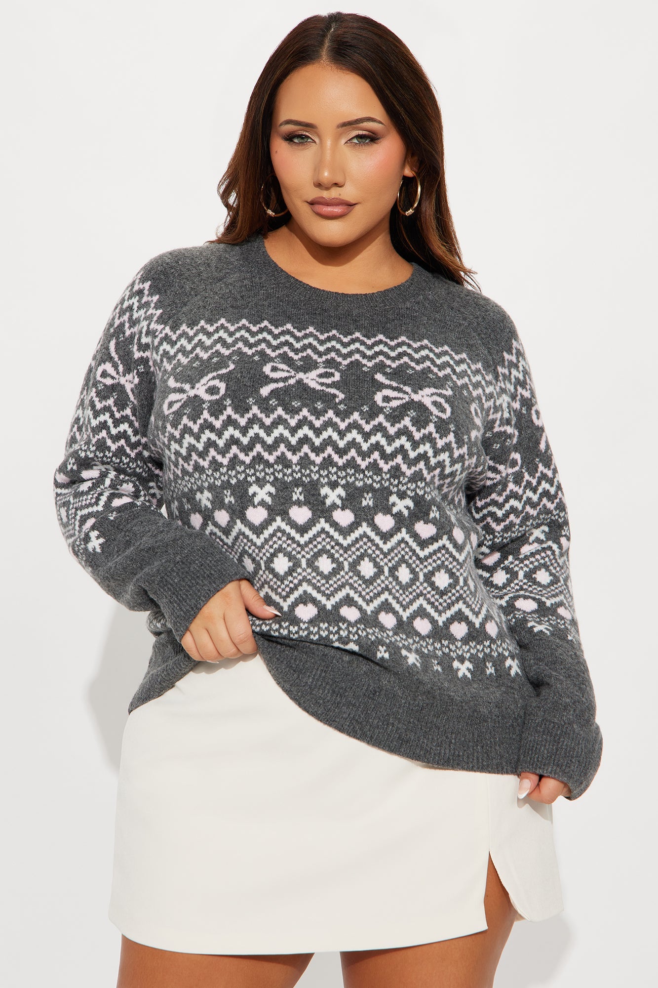 Lodge Life Fair Isle Sweater - Charcoal/combo