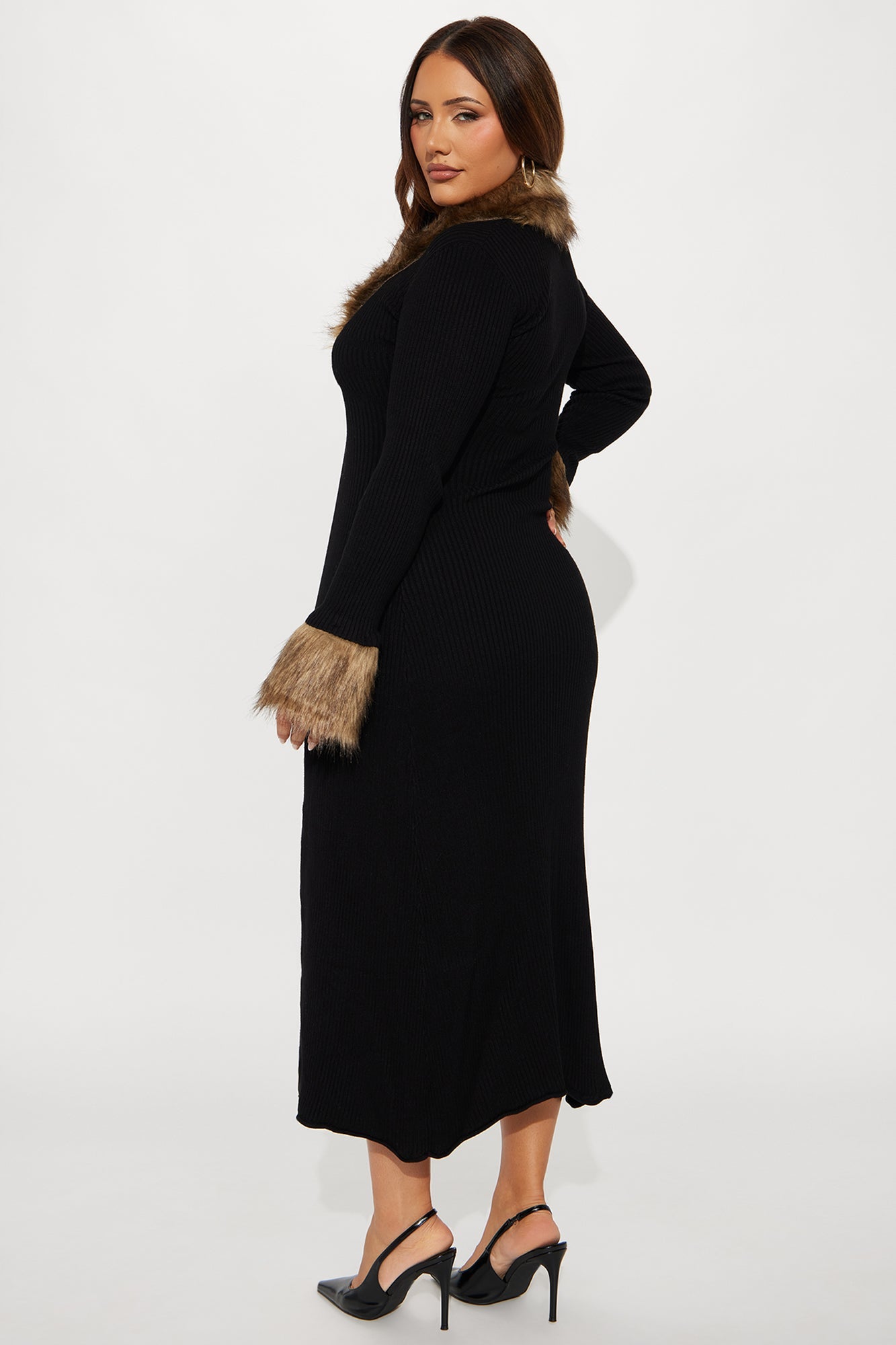 The Grand Entrance Ribbed Open Full Length Cardigan Sweater - Black/combo