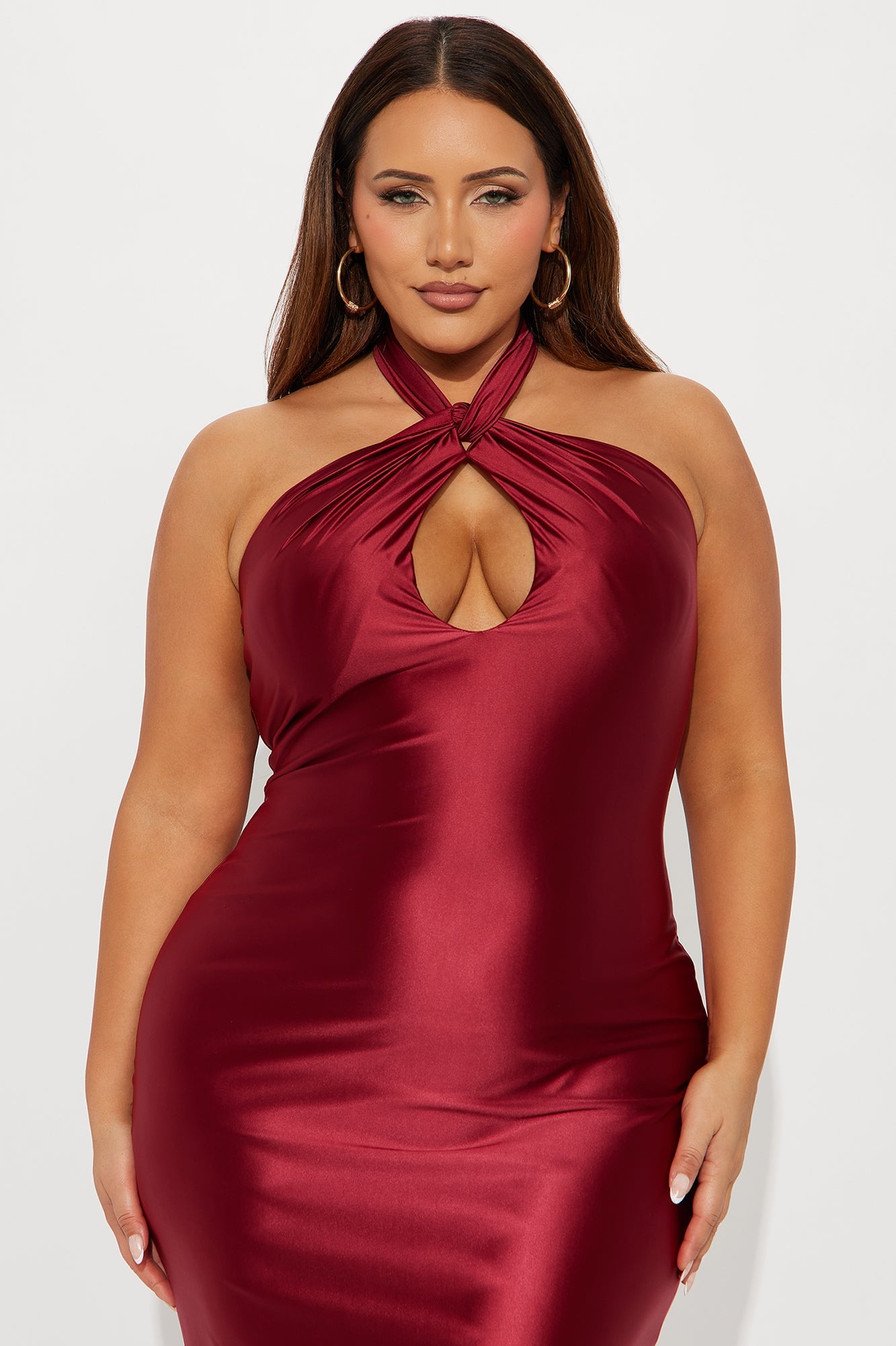 Stained With Love Satin Maxi Gown - Wine