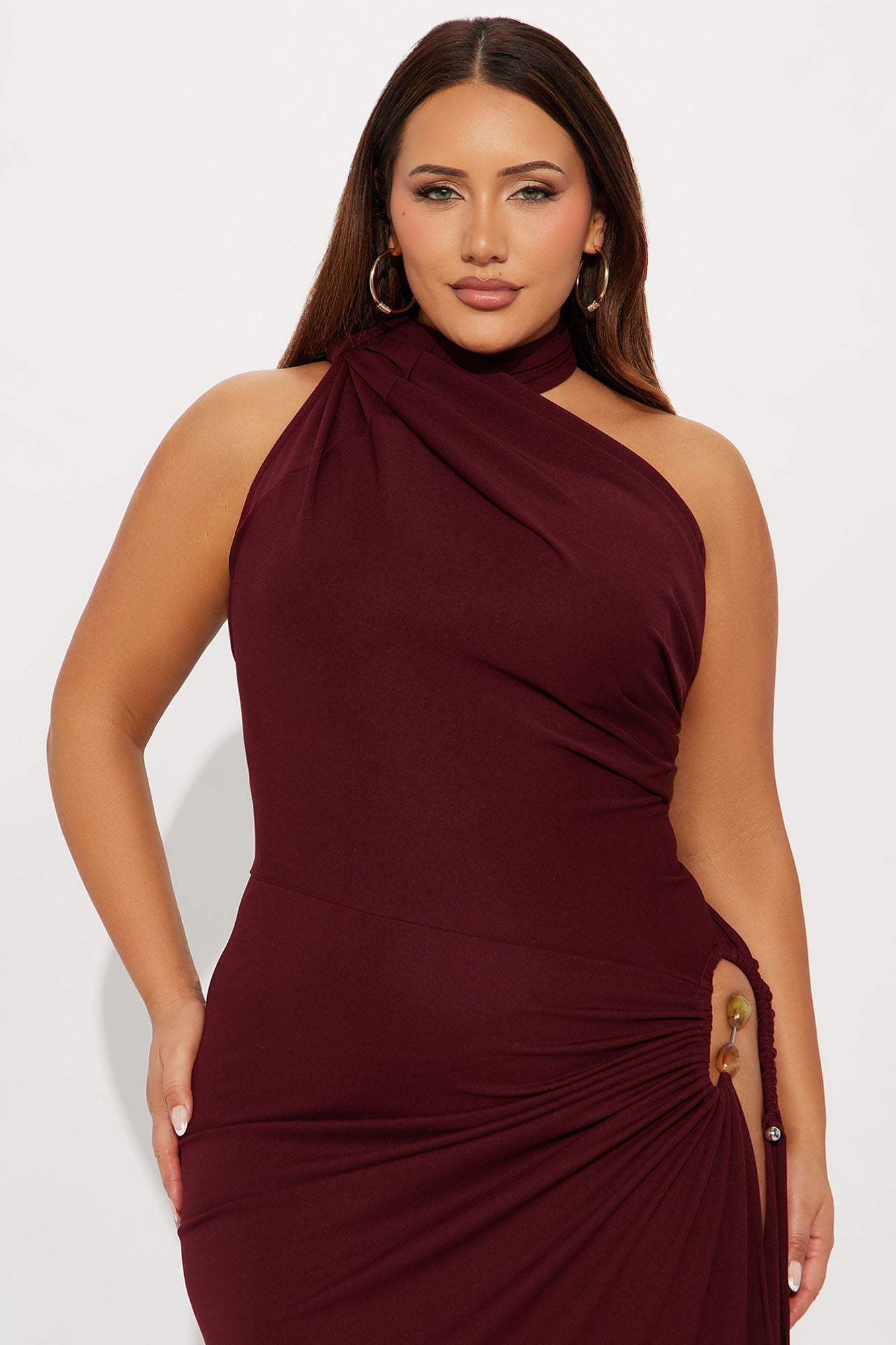 Jasmyn High Slit Maxi Dress - Burgundy