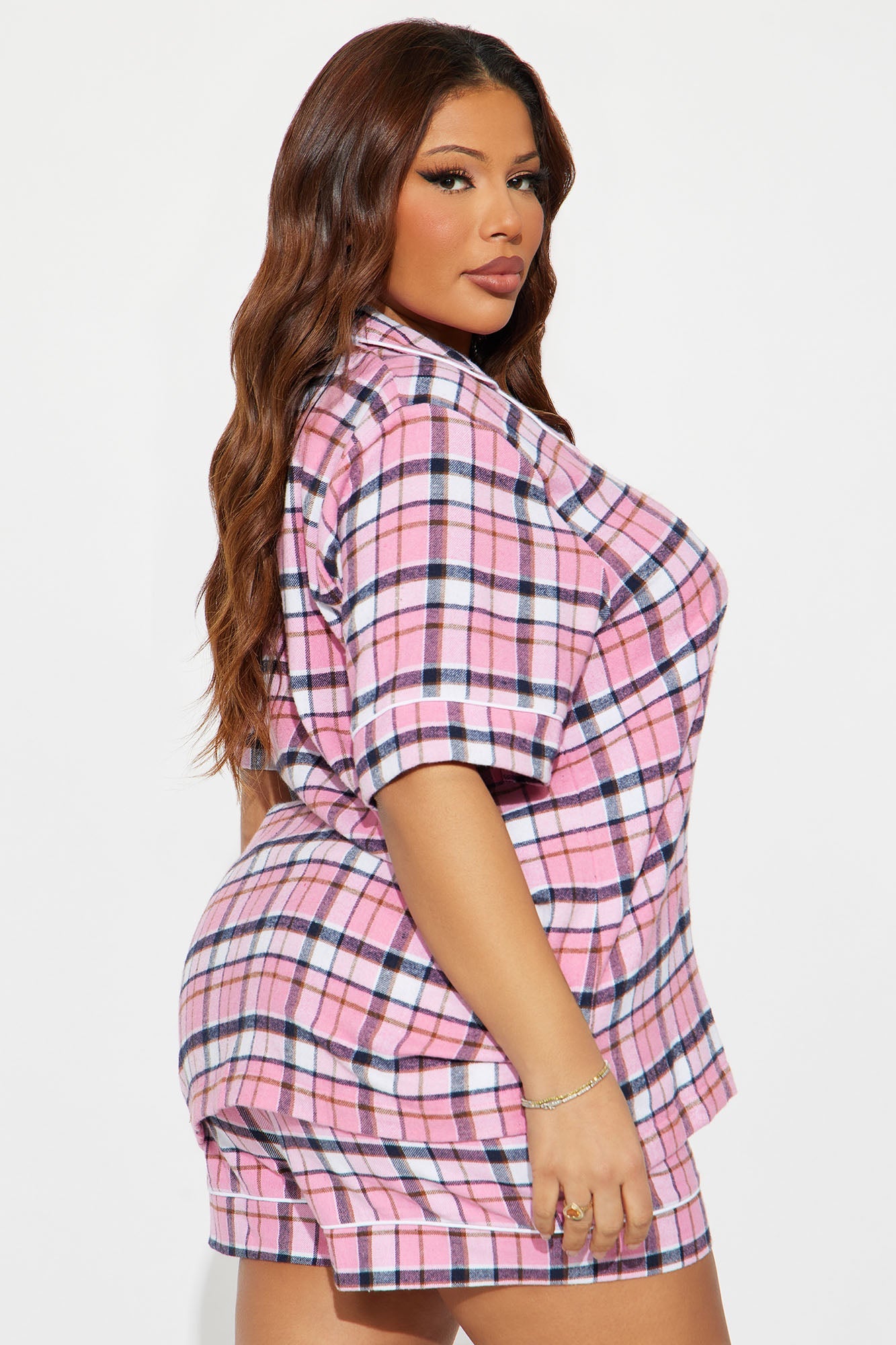 So Chill Flannel Short Sleeve PJ Short Set - Pink/combo