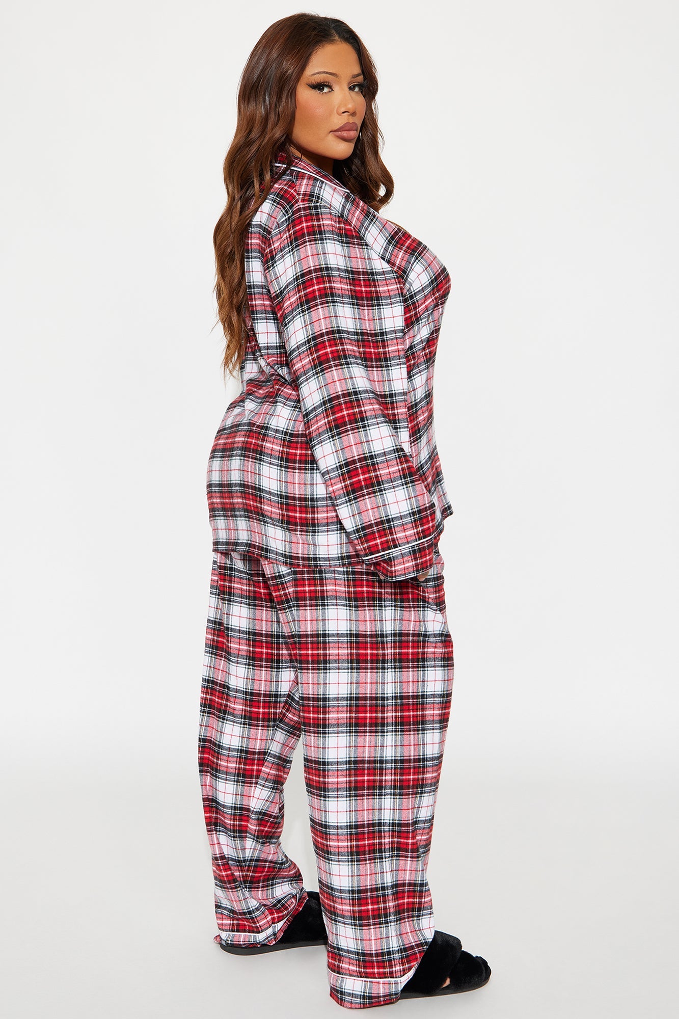 So Chill Flannel Long Sleeve PJ Pant Set - Red/combo