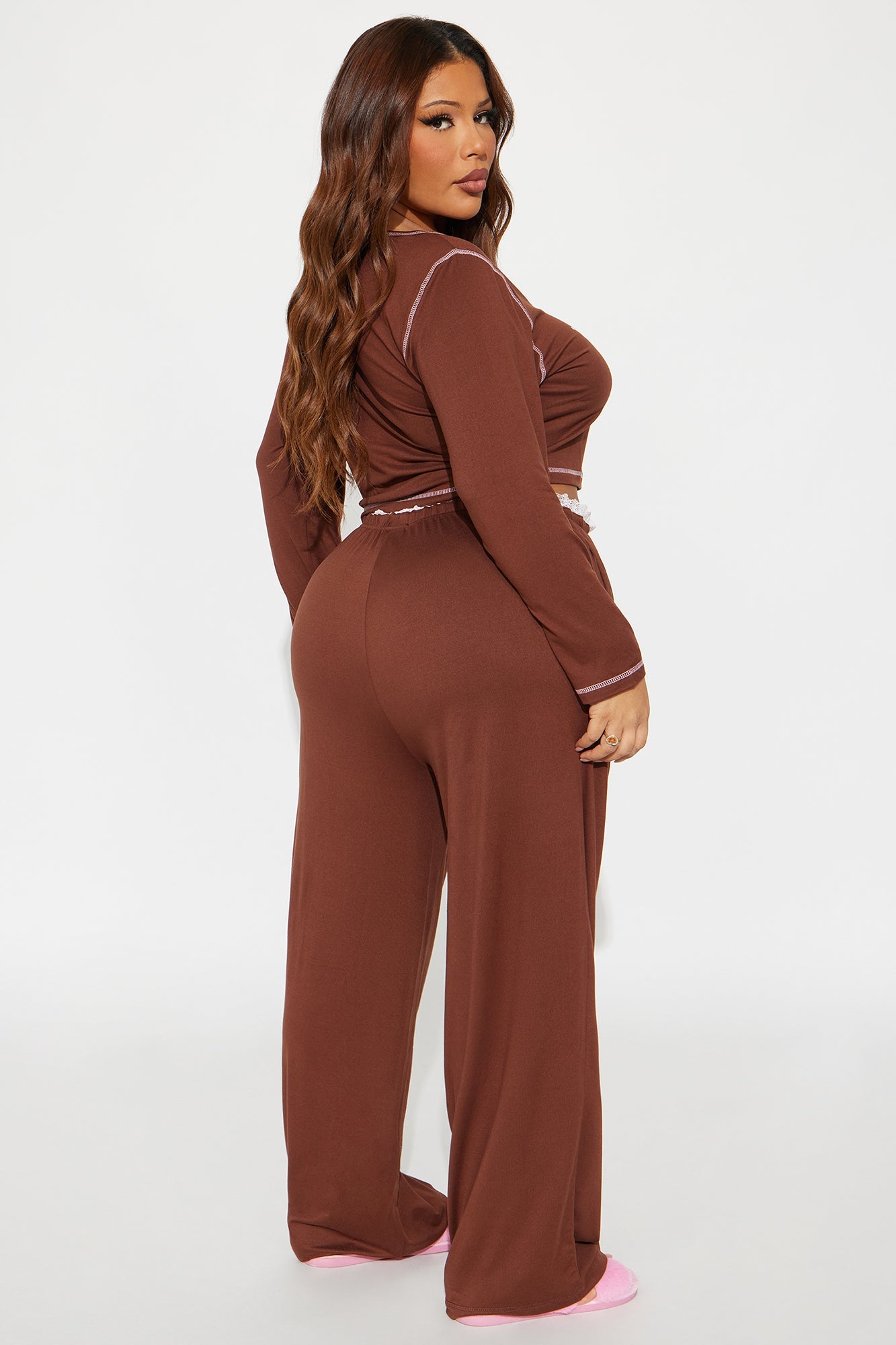 Von Dutch Long Sleeve PJ Pant Set - Chocolate/Combo
