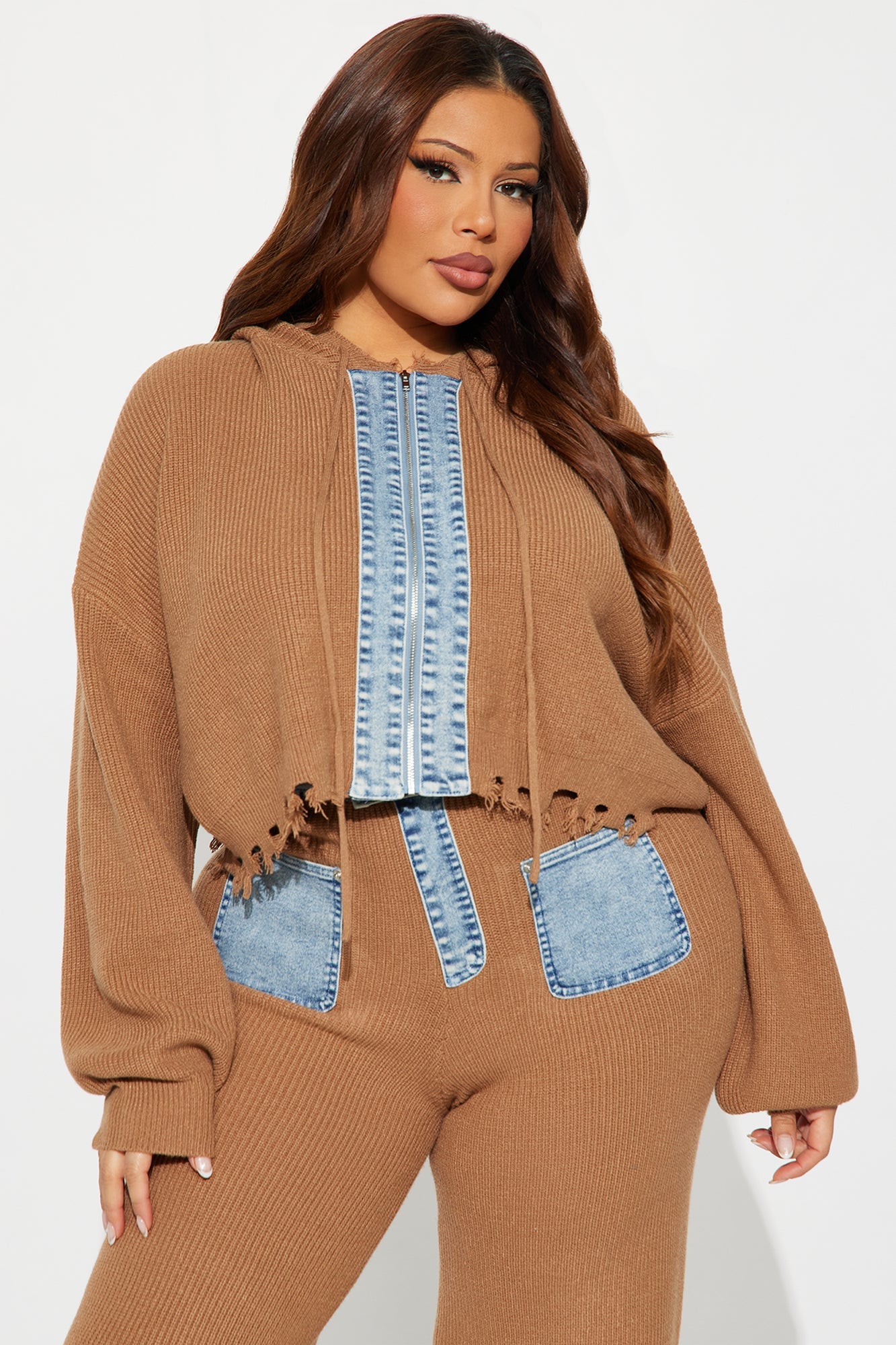 Short Shannel Sweater Pant Set - Camel