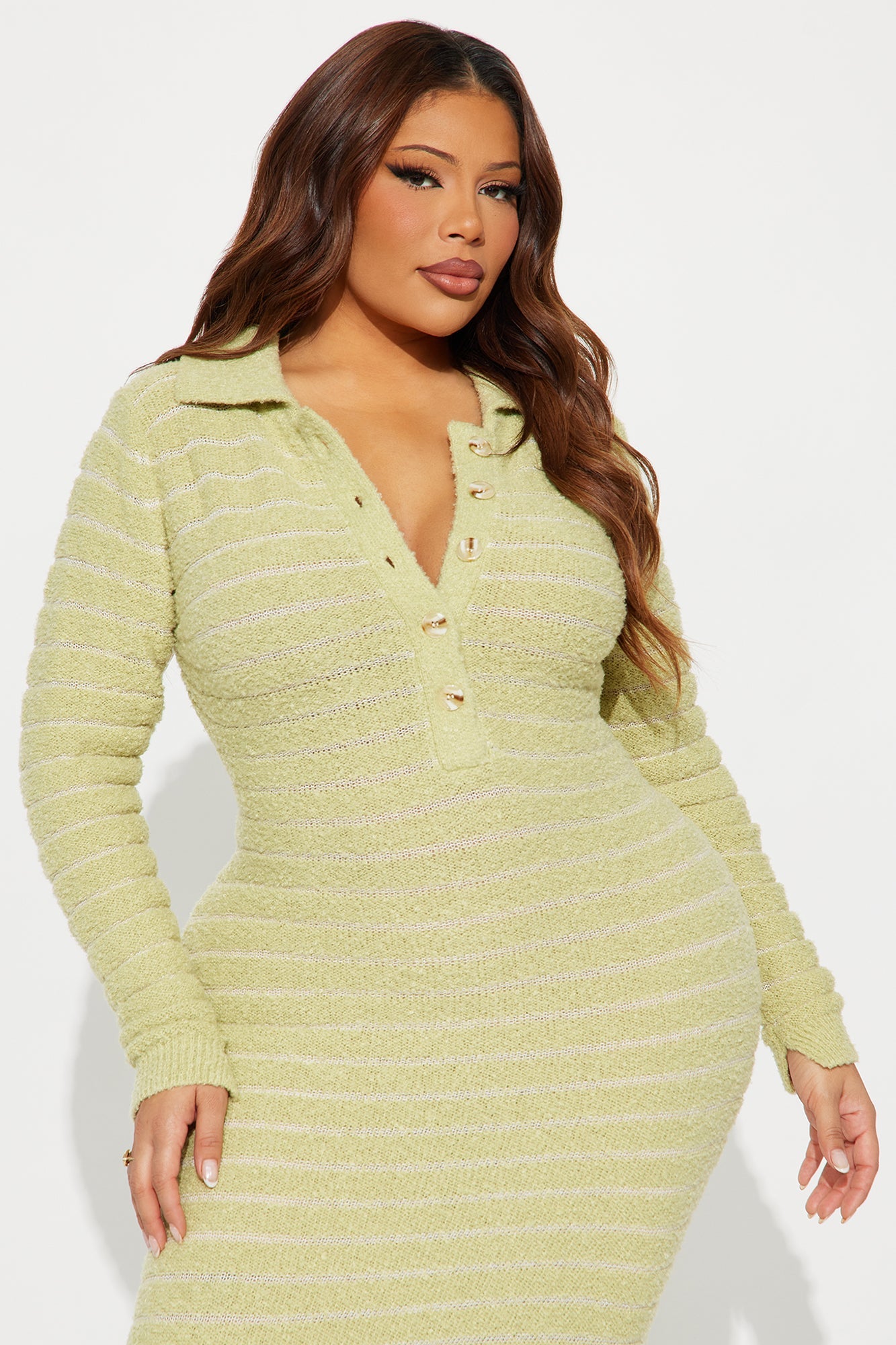 Not Too Much Sweater Maxi Dress - Lime