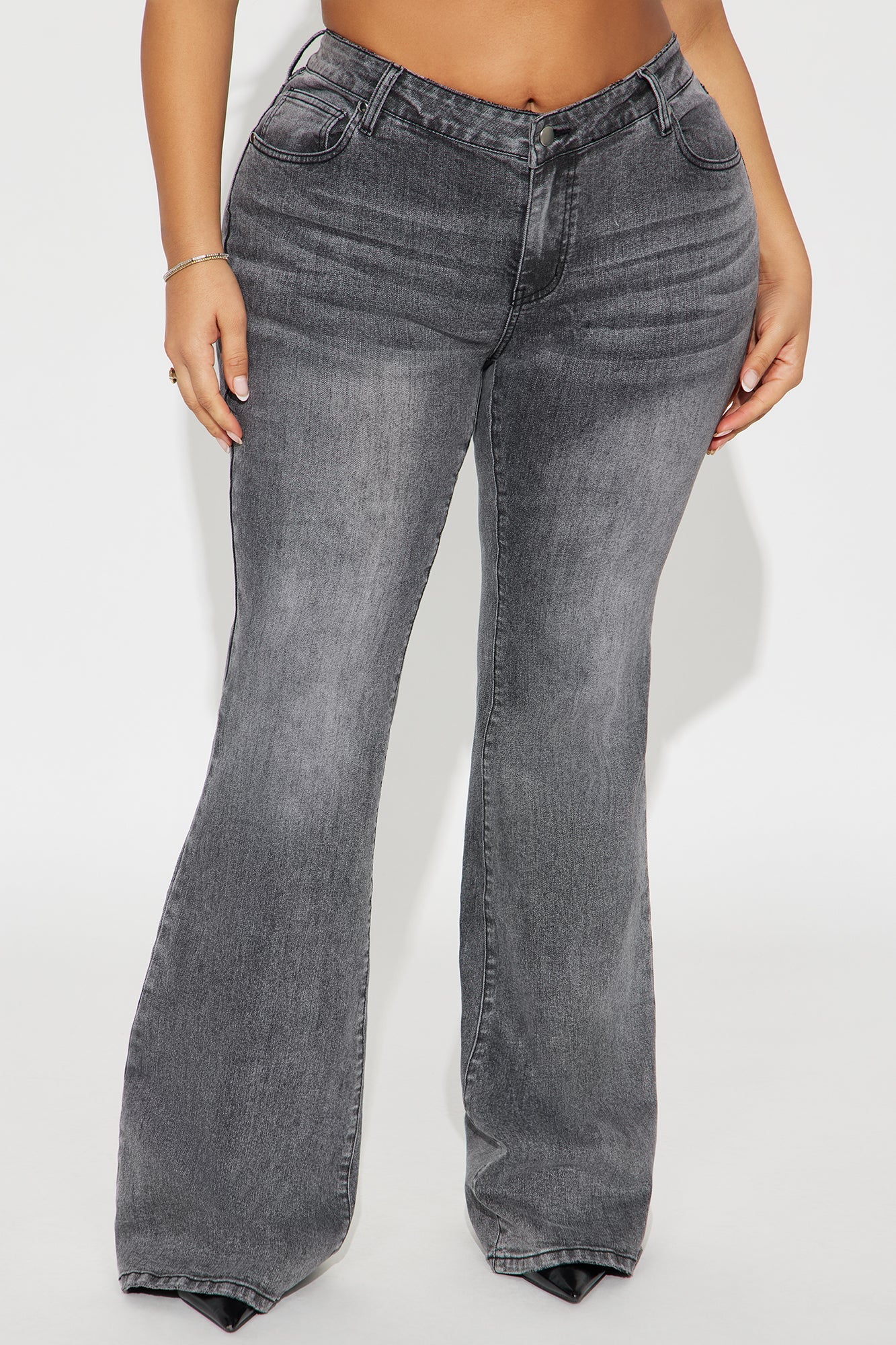Hudson Street Low Rise Flare Jeans - Grey