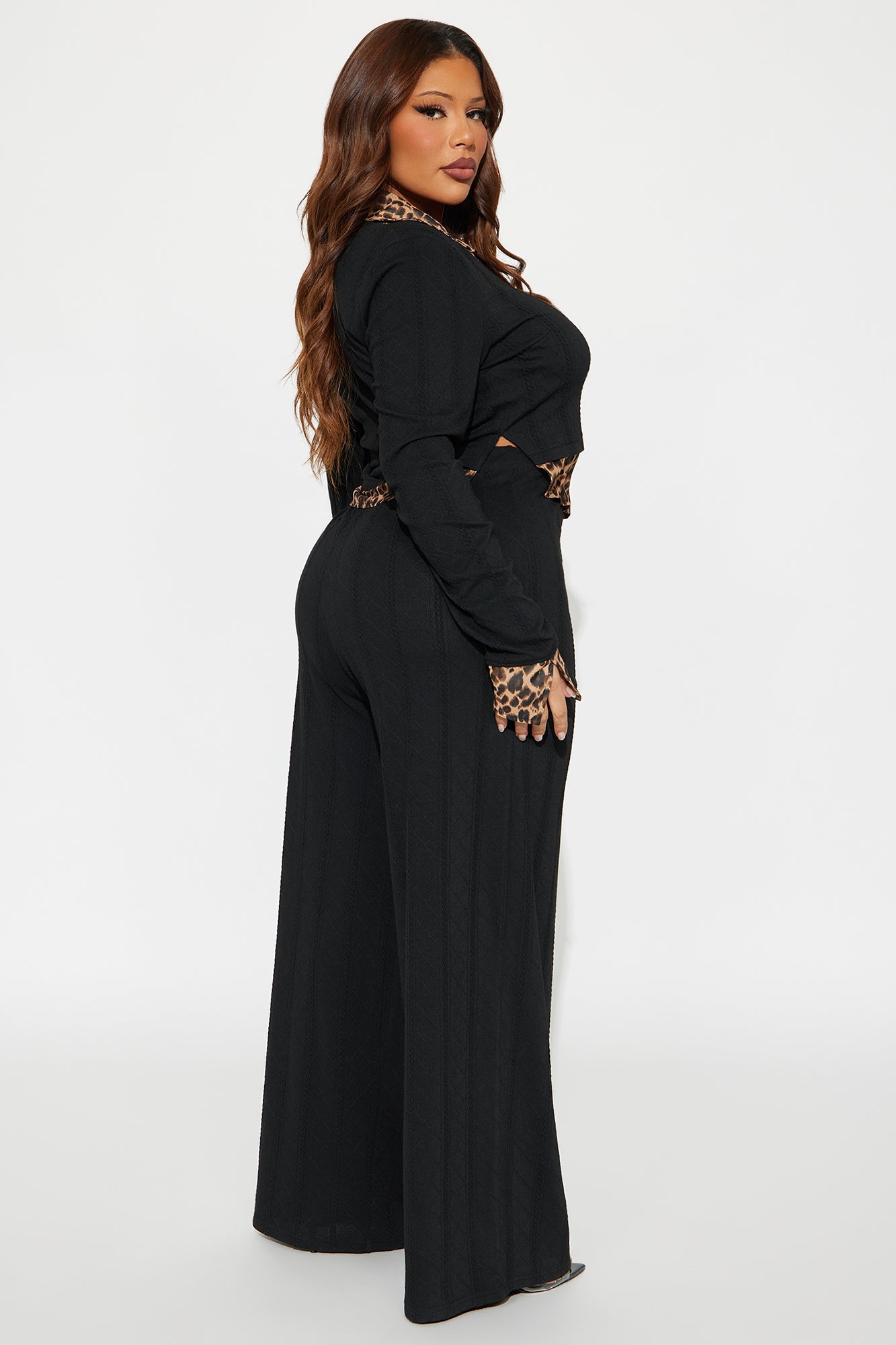 Lorena Sweater Wide Leg Pant Set - Black