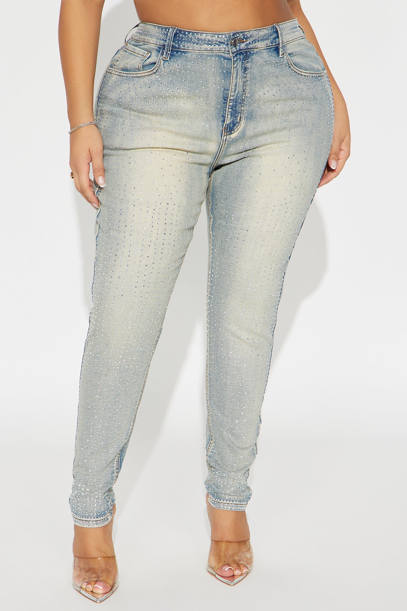 Chasing A Dream Embellished Skinny Jeans - Vintage Wash