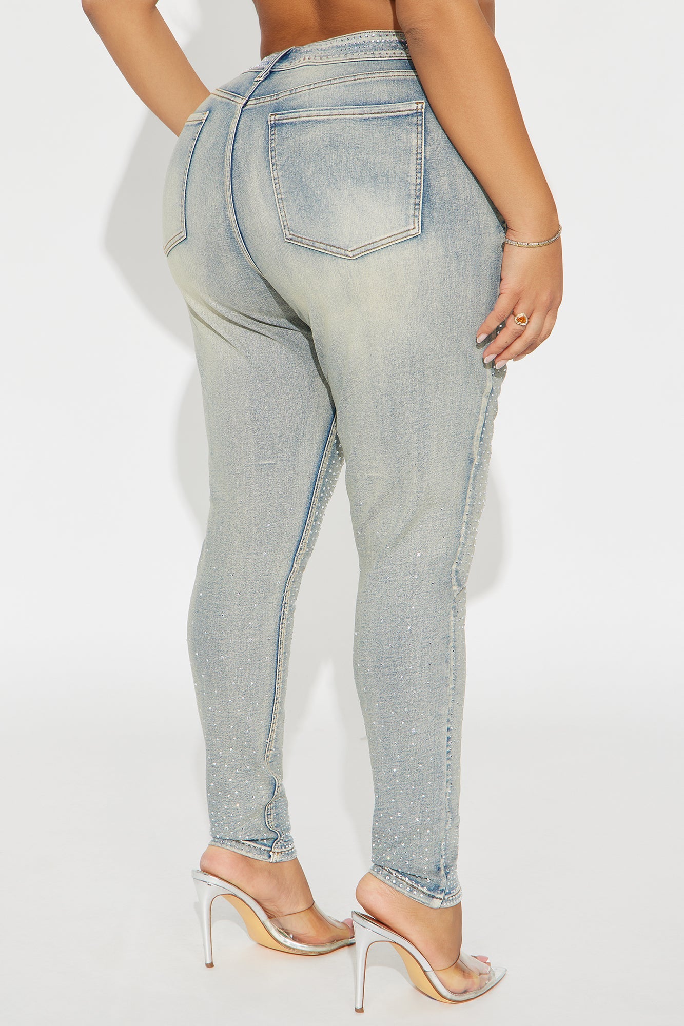 Chasing A Dream Embellished Skinny Jeans - Vintage Wash