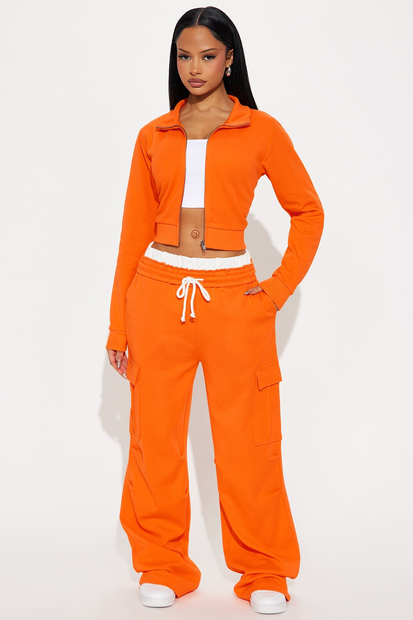 Makayla Cargo Sweatpants - Orange
