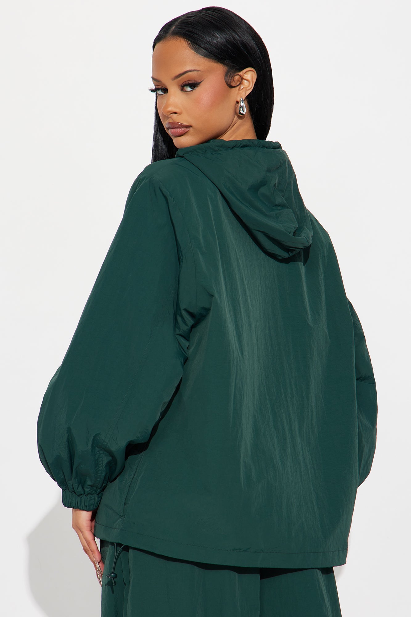 First Class Windbreaker Zip Up Hoodie - Hunter Green