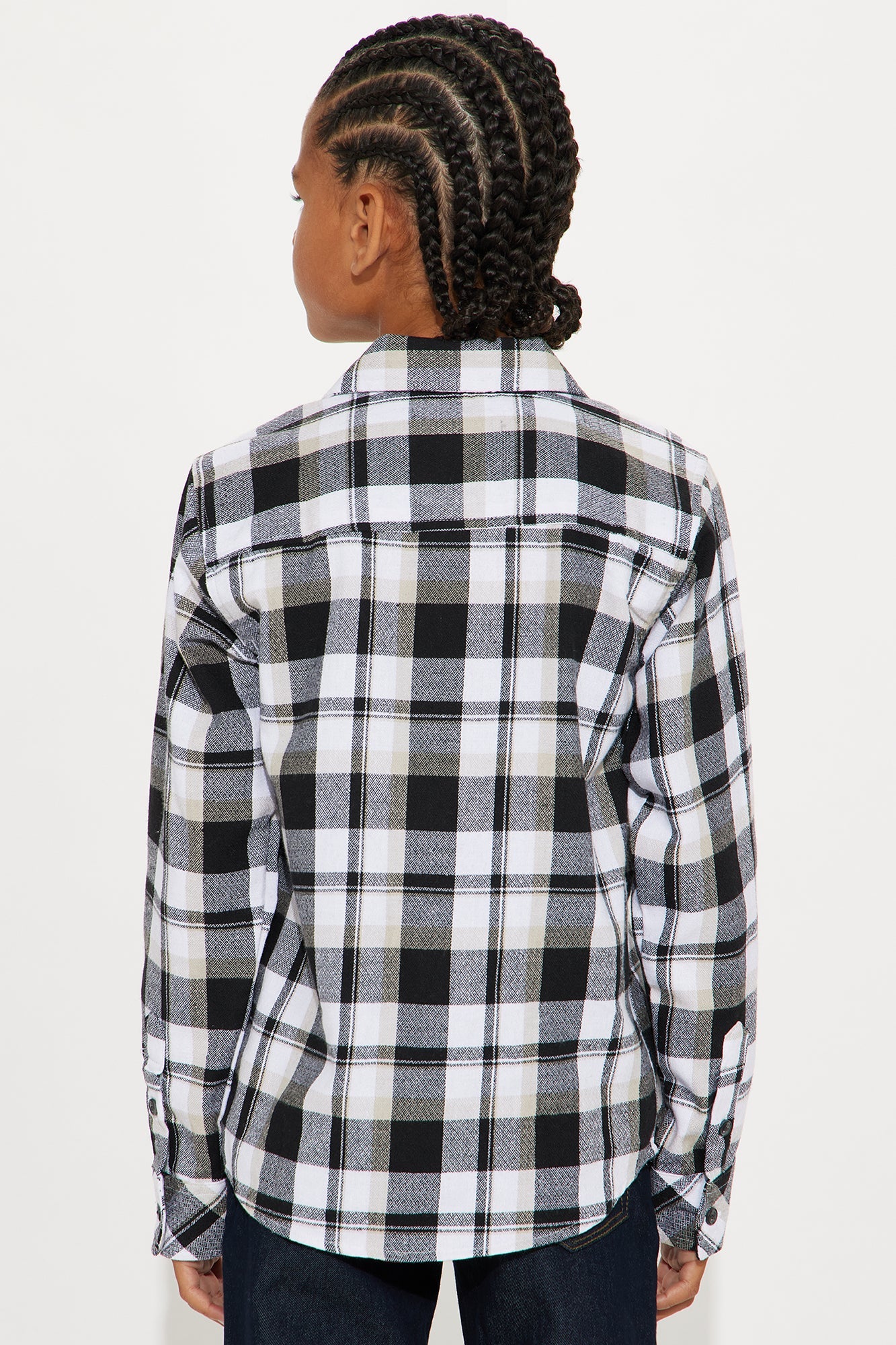 Mini Check This Out Flannel Button Down Shirt - Black/White