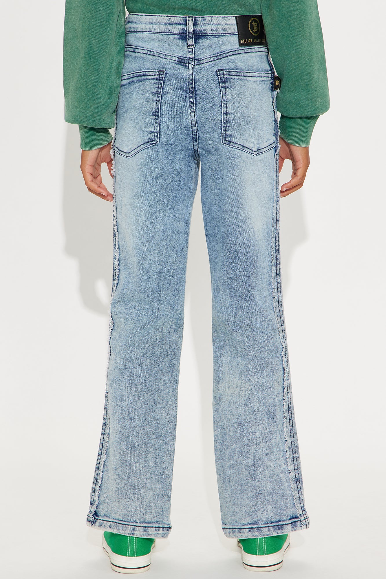 Mini Michael Frayed Straight Leg Jeans - Light Blue Wash