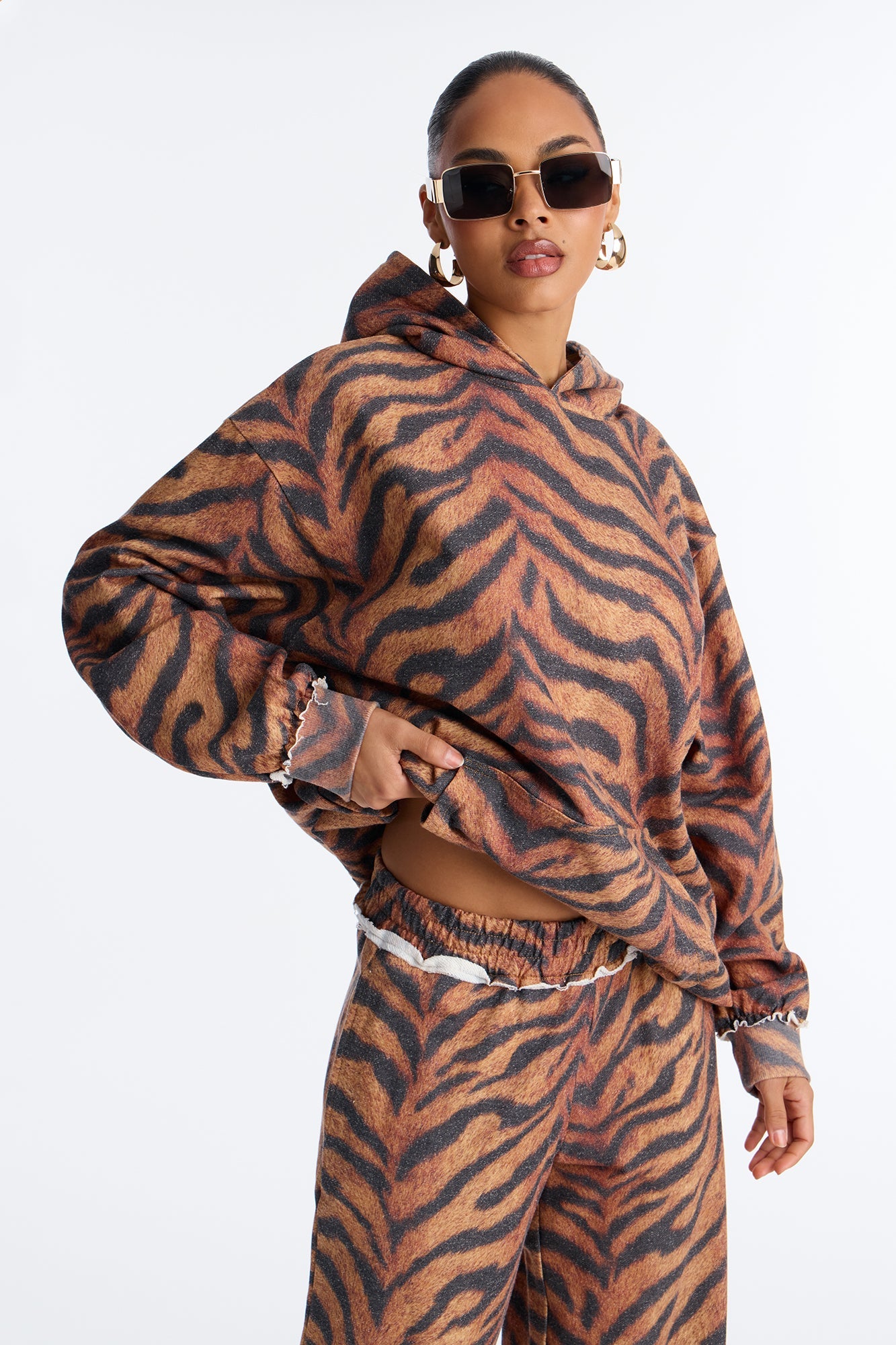 Sienna Zebra Print Wide Leg Pant Set - Black/combo