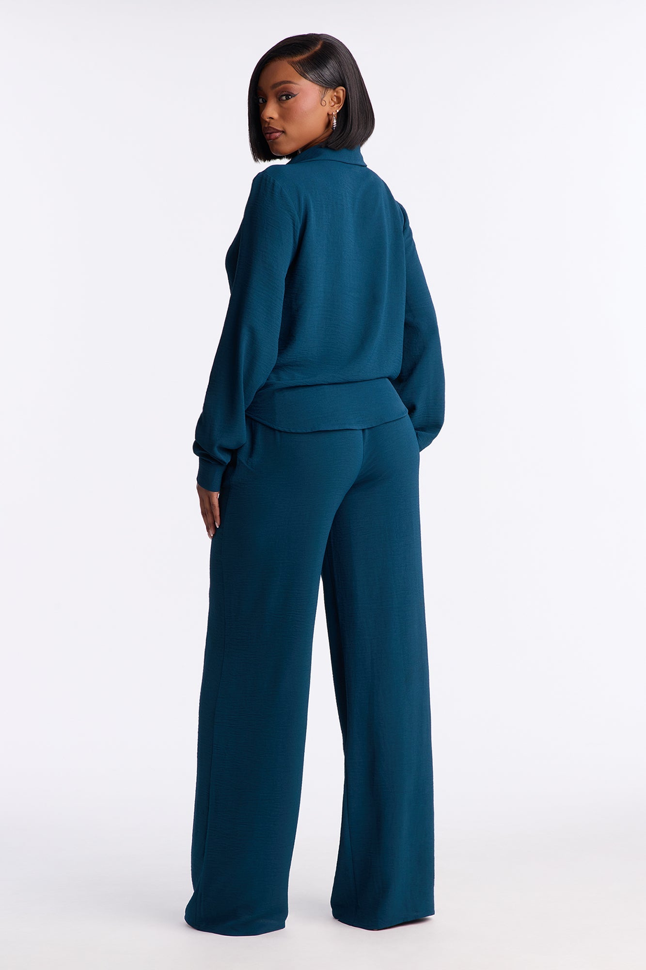 Makenzie Tie Front Pant Set - Teal