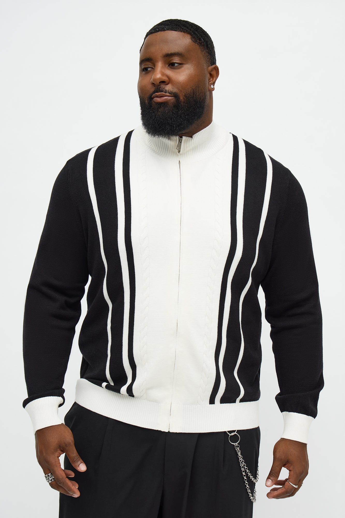Ashford Zip Up Sweater - Black/combo