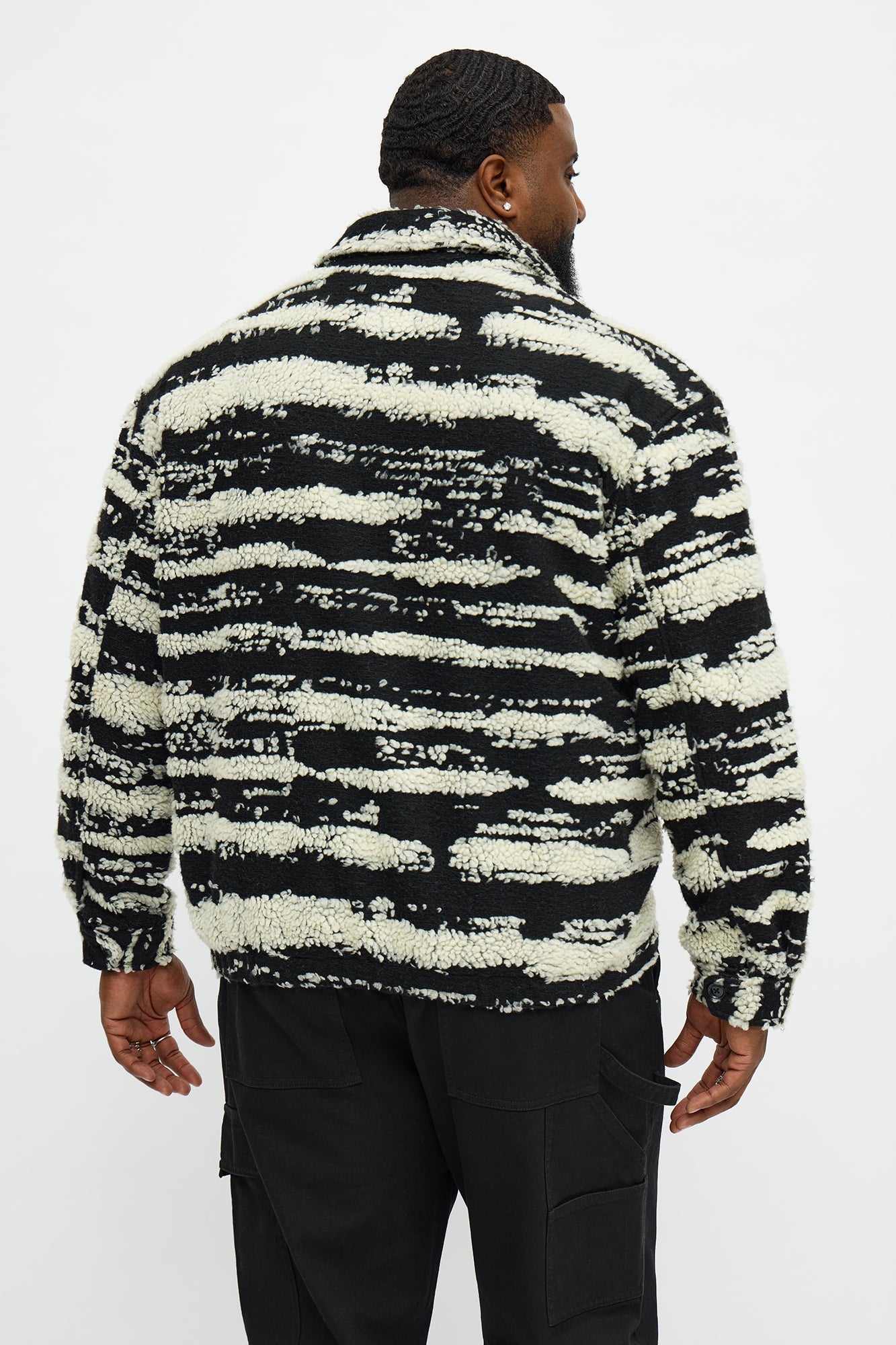 Relaxed Stay In Your Lane Sherpa Jacket - Black/combo