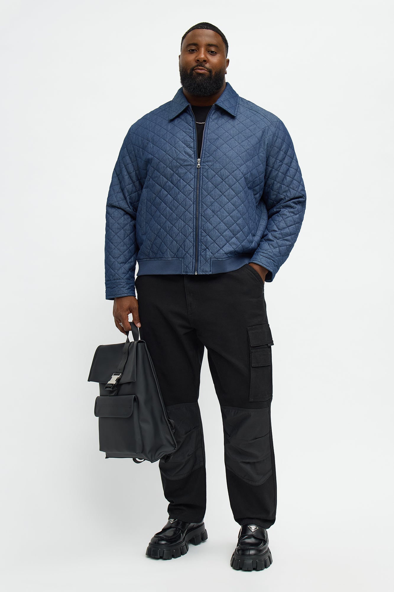 Relaxed Quilted Work Jacket - Blue