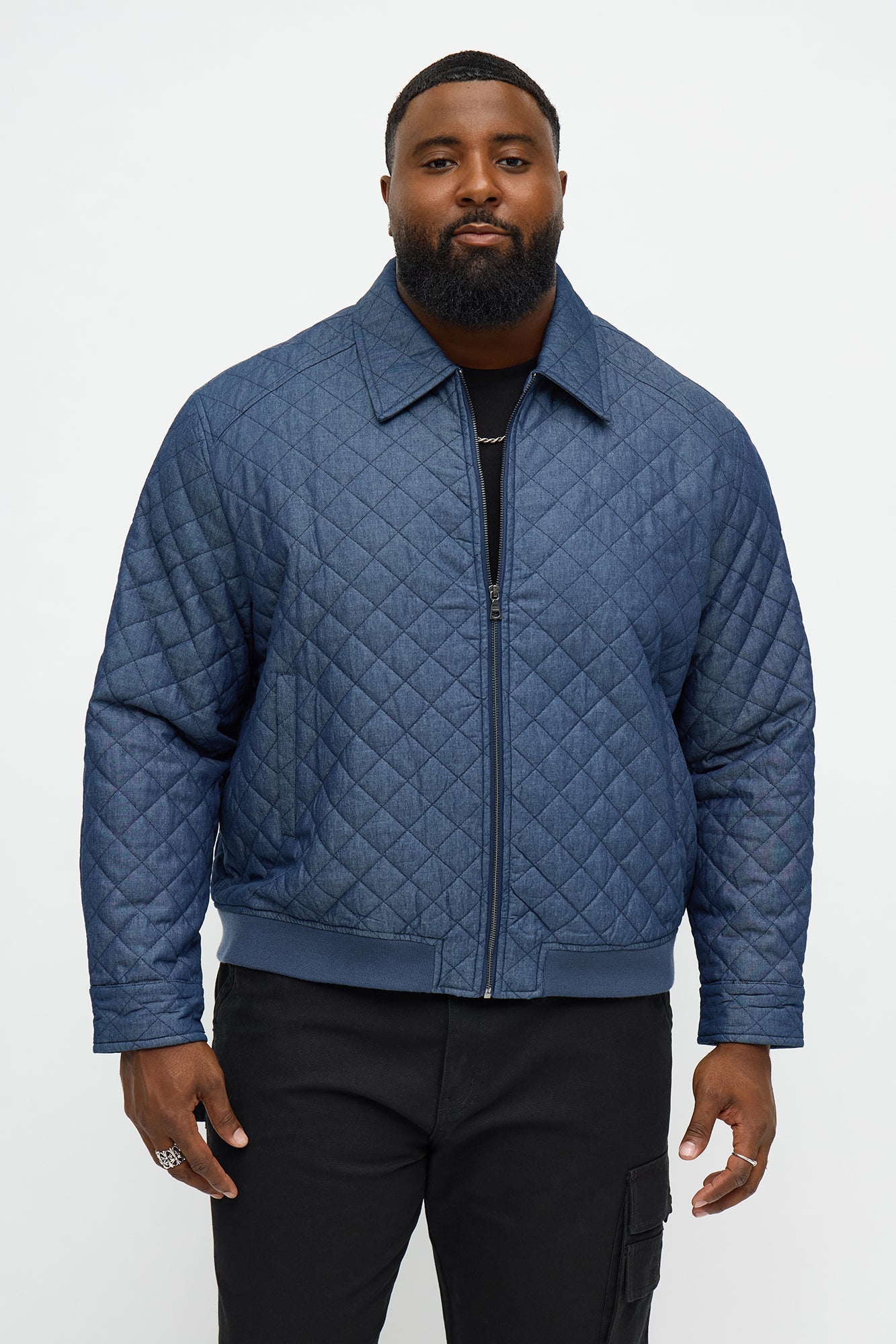 Relaxed Quilted Work Jacket - Blue