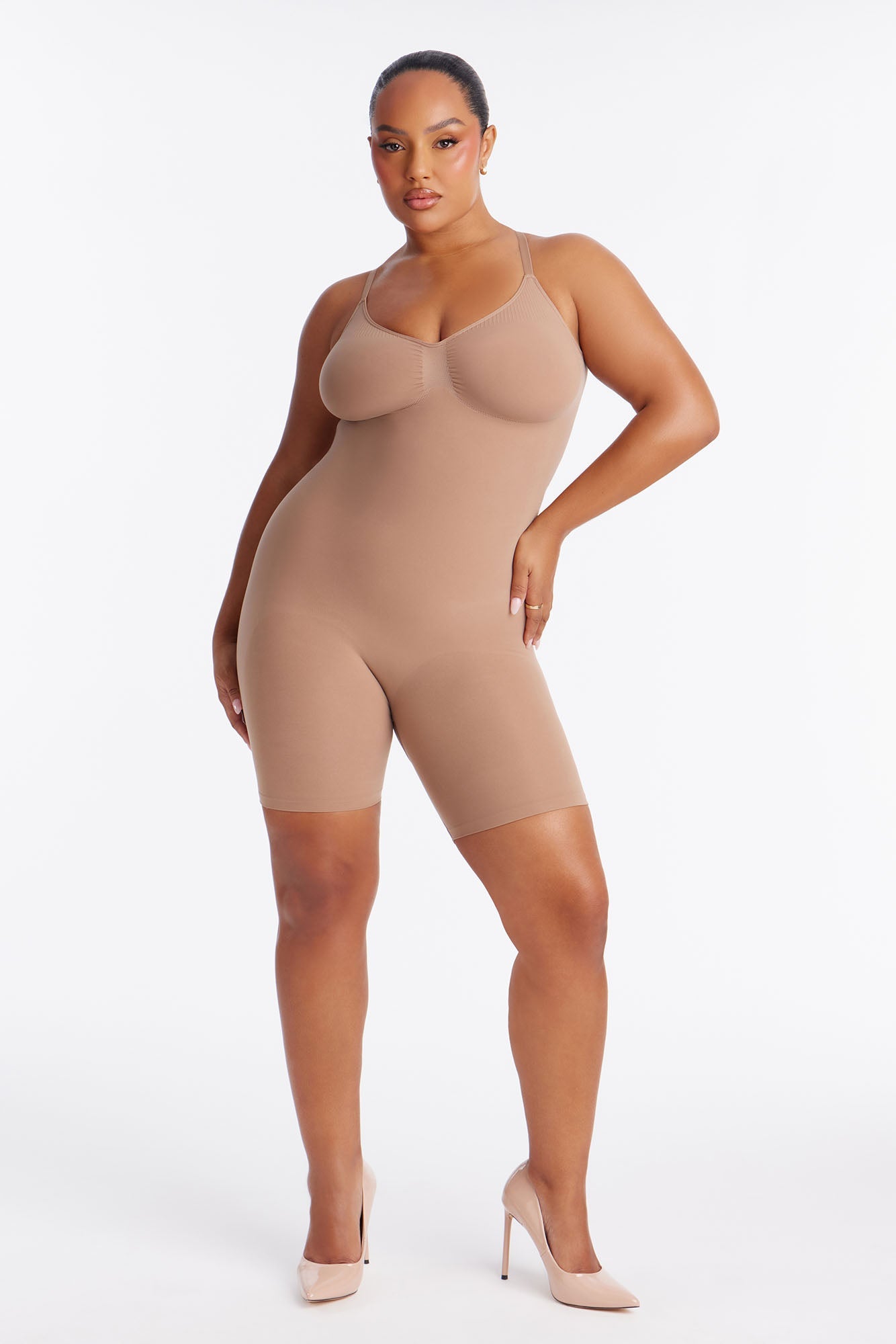 Nova Sculpt Seamless Strong Compression Low Back Thigh Shaping Bodysuit - Nude