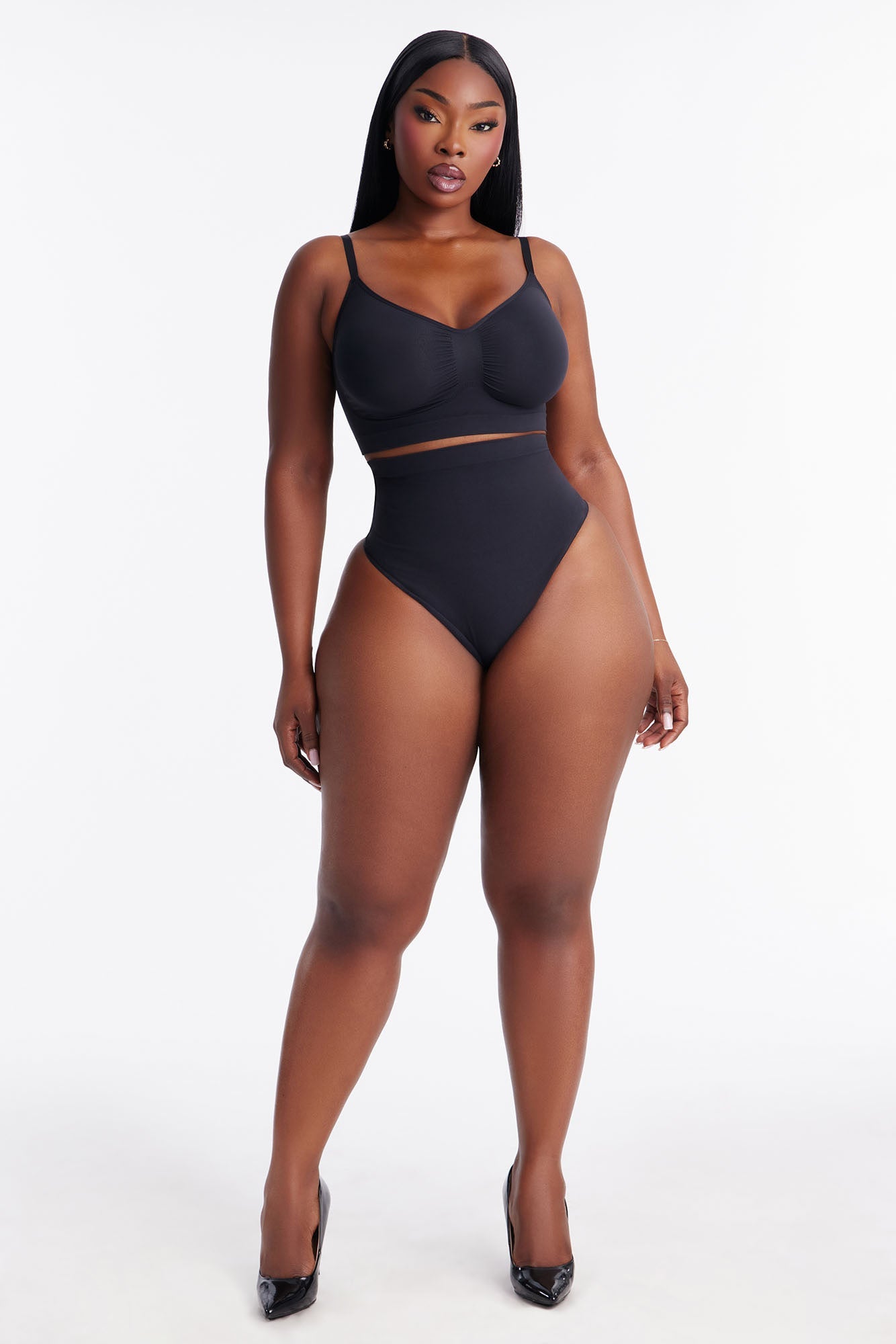 Nova Sculpt Seamless Strong Compression Mid Waist Thong - Black