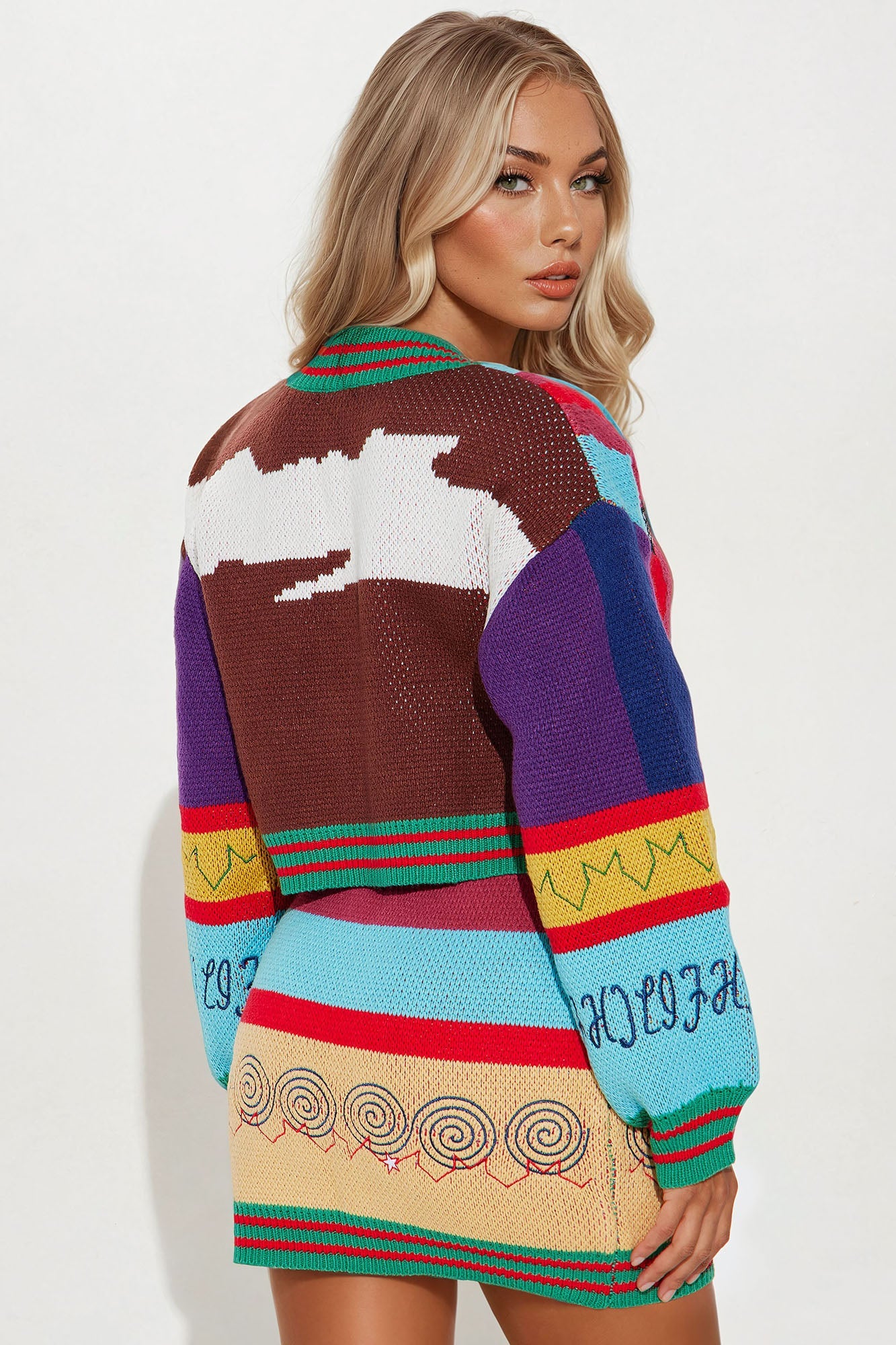 Topic Of Conversation Sweater Mini Skirt Set - Multi Color