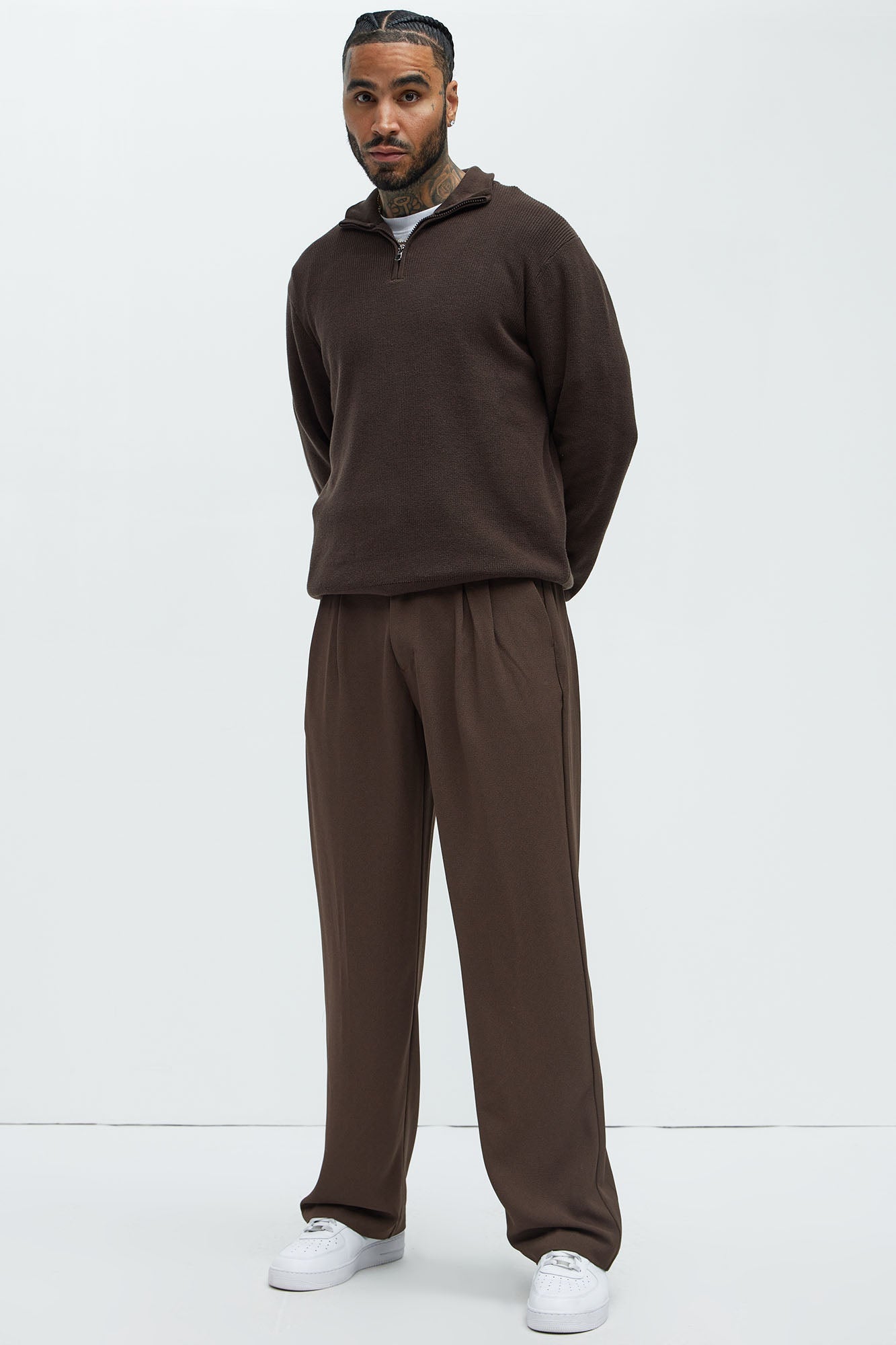 Shawn Quarter Zip Sweater - Brown