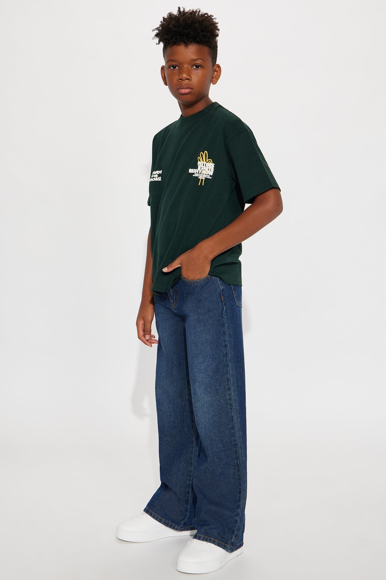 Mini Future Starts Right Now Front/Back Short Sleeve Tee - Hunter Green