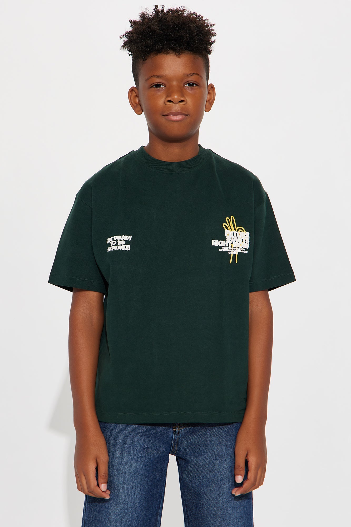 Mini Future Starts Right Now Front/Back Short Sleeve Tee - Hunter Green