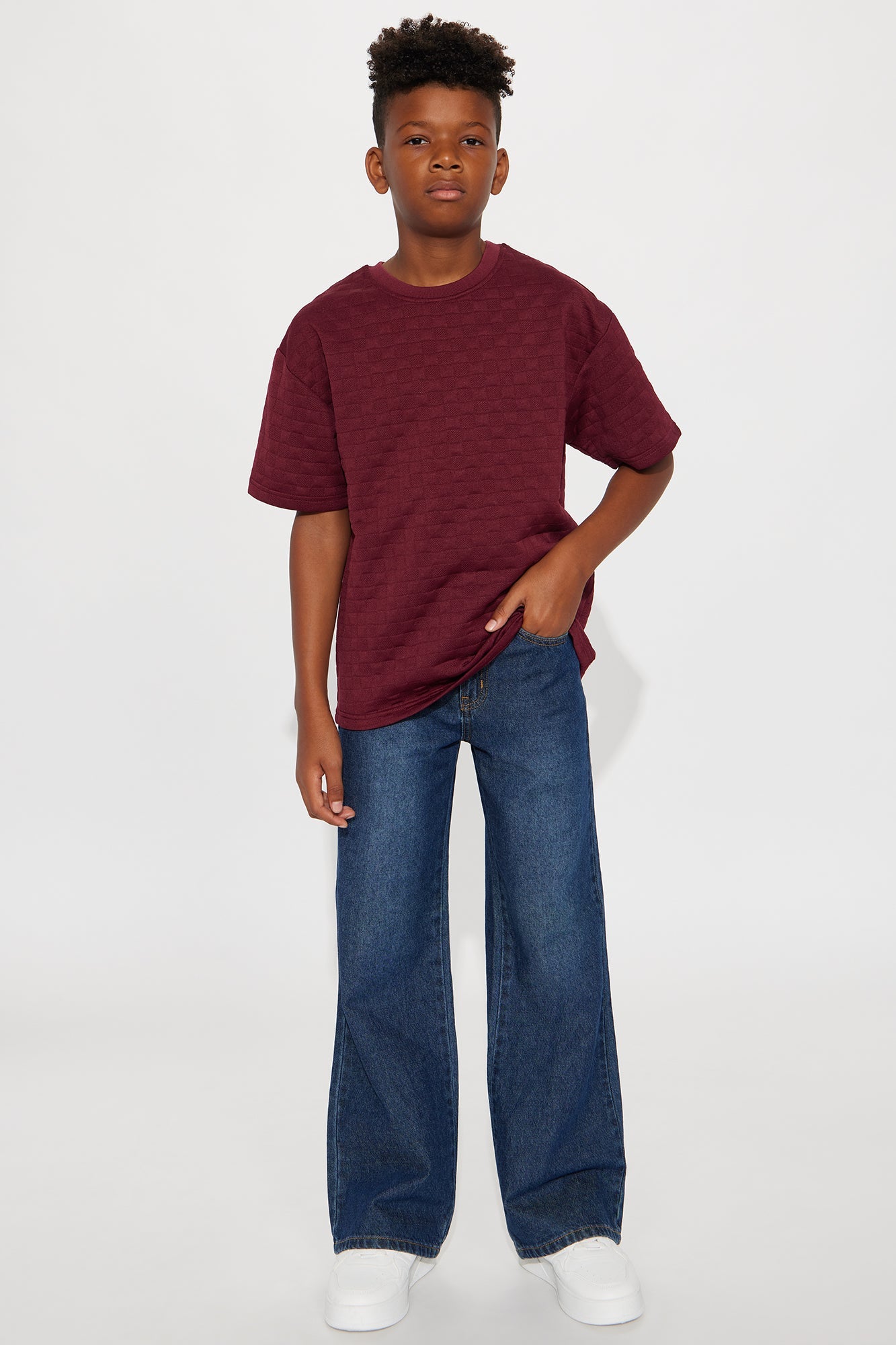 Mini Check Mate Textured Tee II - Burgundy